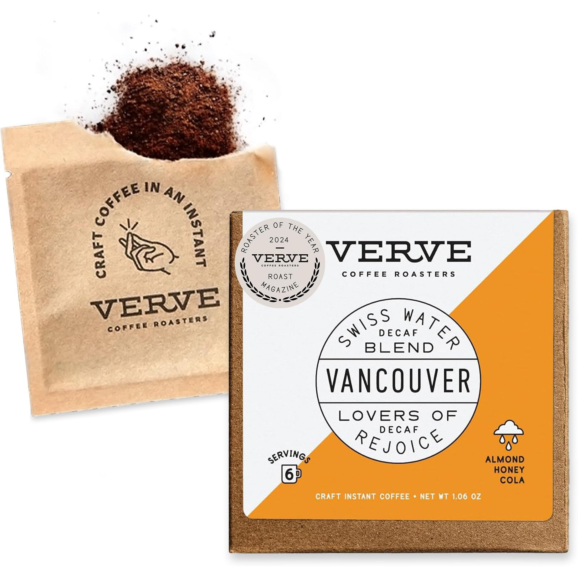 Verve Coffee Roasters Craft Instant Coffee Vancouver Swiss Water Decaf | Medium Roast, Ground, Hand-Roasted | Enjoy Hot Or Cold | Up To 6 Servings