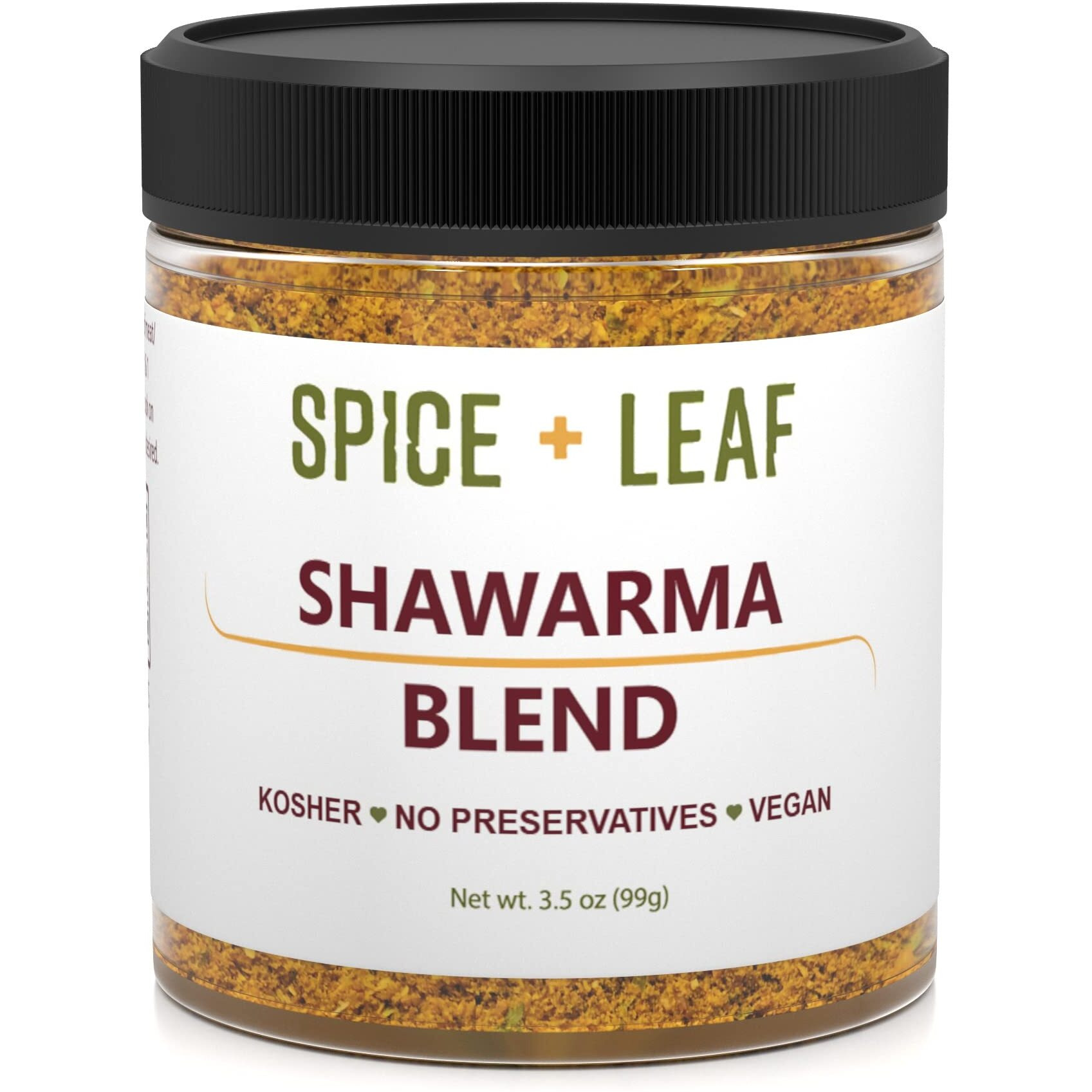 Premium Shawarma Spice Seasoning By Spice + Leaf, 3.5 Oz - Kosher, Vegan Preservative Free Spice Blend For Middle Eastern Flavor. Vegetarian, Dairy Free And Salt Free