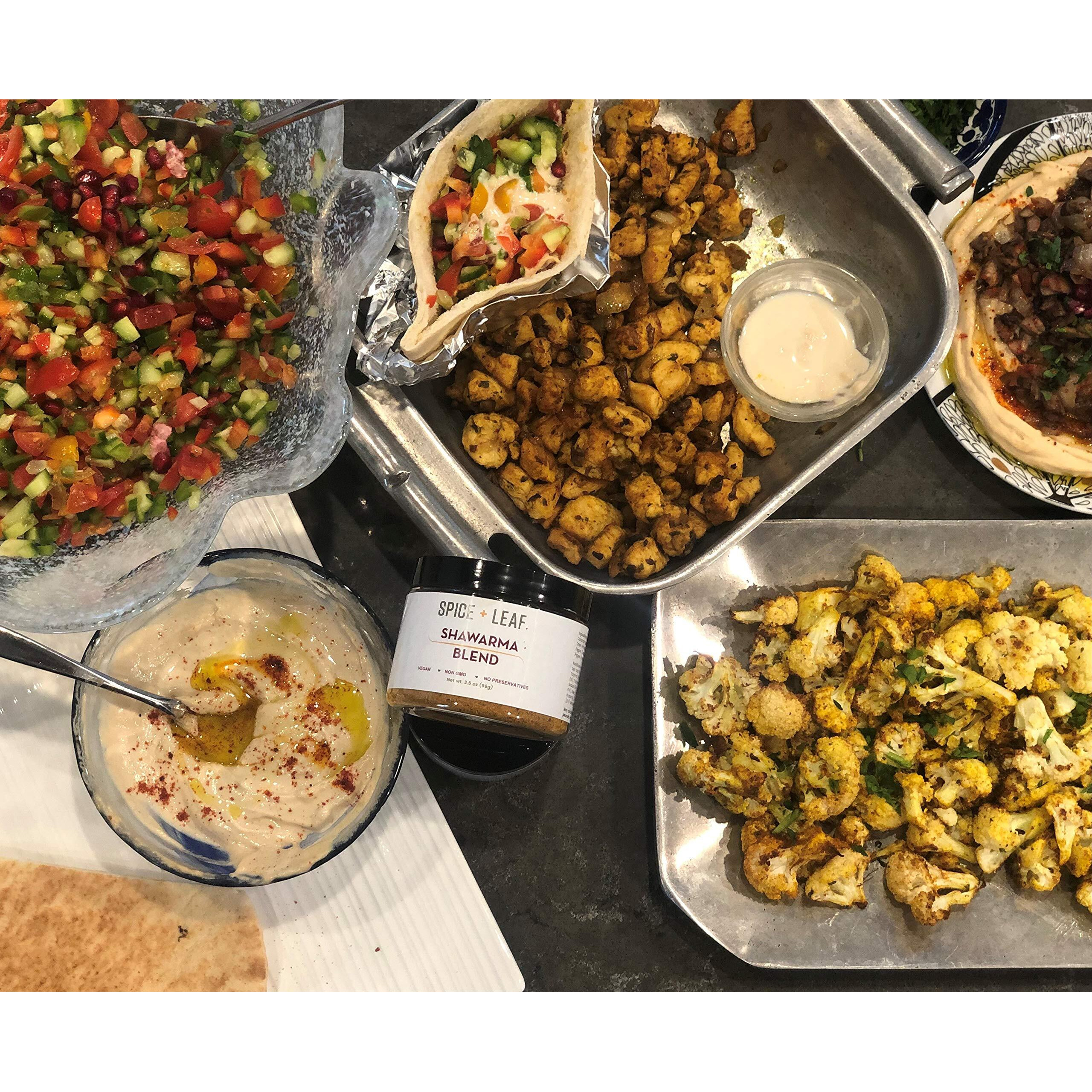 Premium Shawarma Spice Seasoning By Spice + Leaf, 3.5 Oz - Kosher, Vegan Preservative Free Spice Blend For Middle Eastern Flavor. Vegetarian, Dairy Free And Salt Free