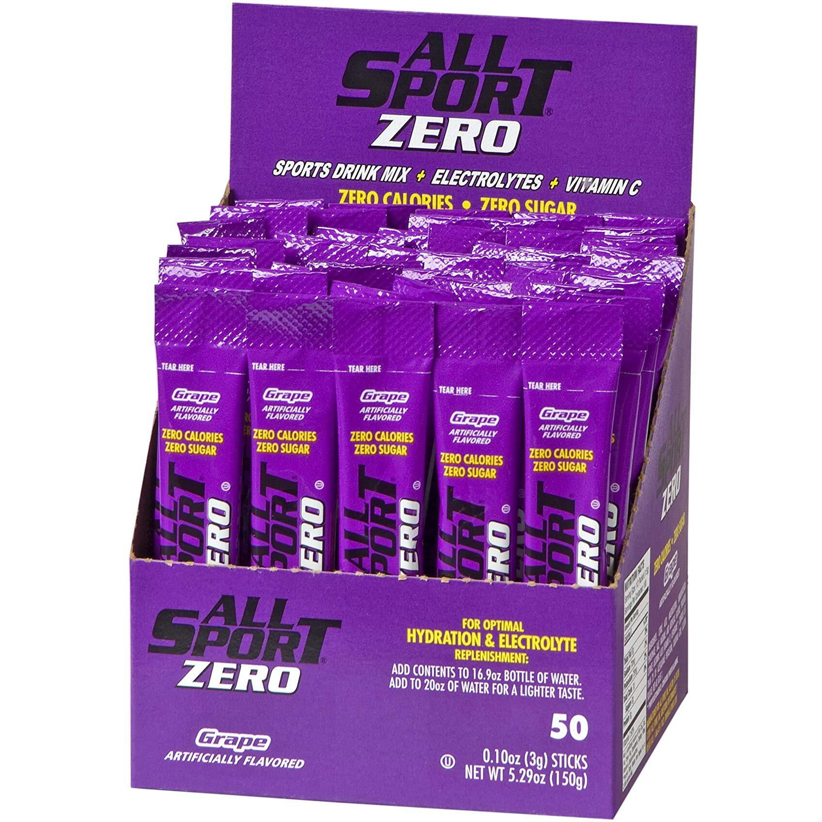 All Sport Powder Hydration Sticks | Zero Calorie | Performance Electrolyte Drink Mix | Sugar Free | 2X Potassium | Grape | 3 Grams (50 Count)