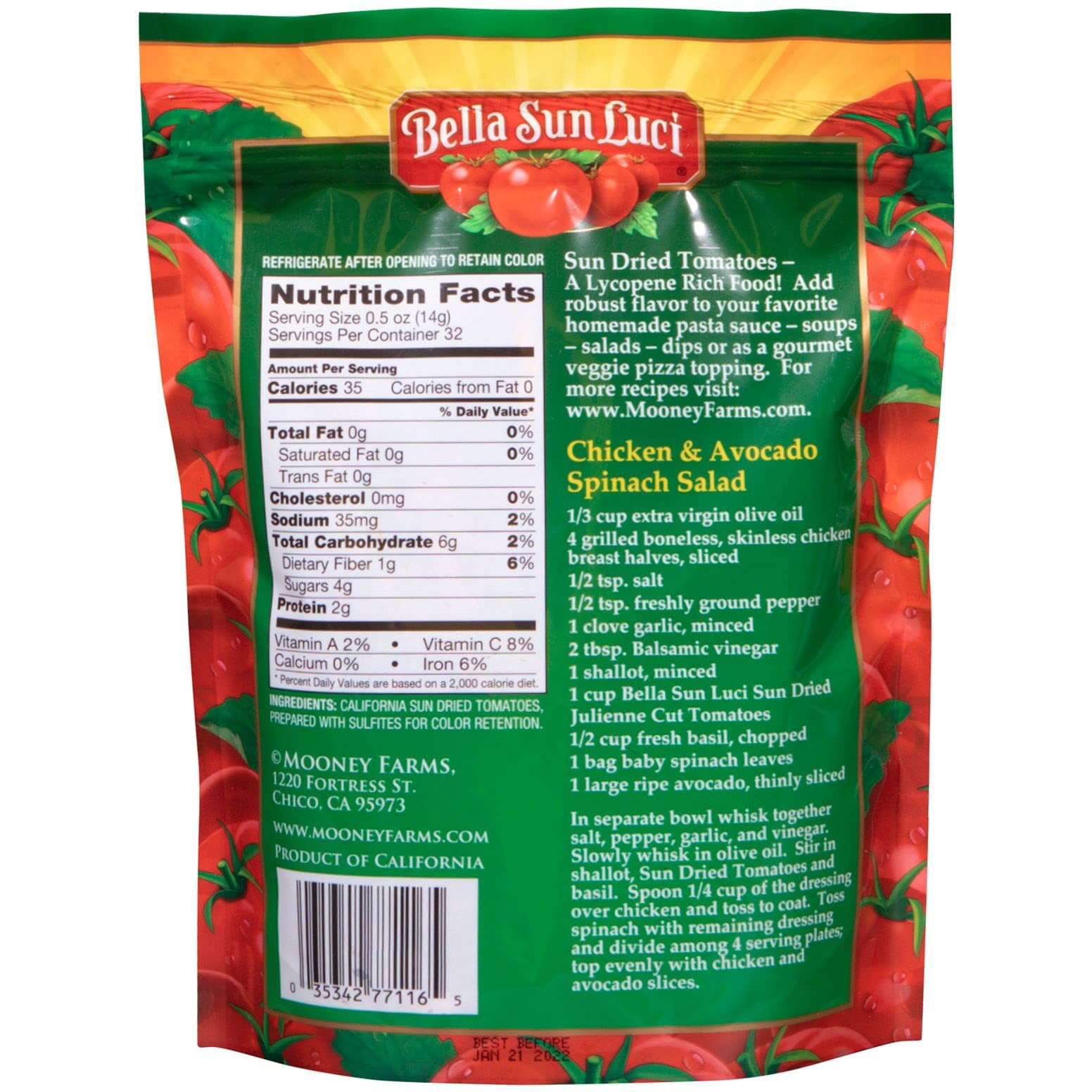 16 Oz Bella Sun Luci Sun Dried Tomatoes Julienne Cut