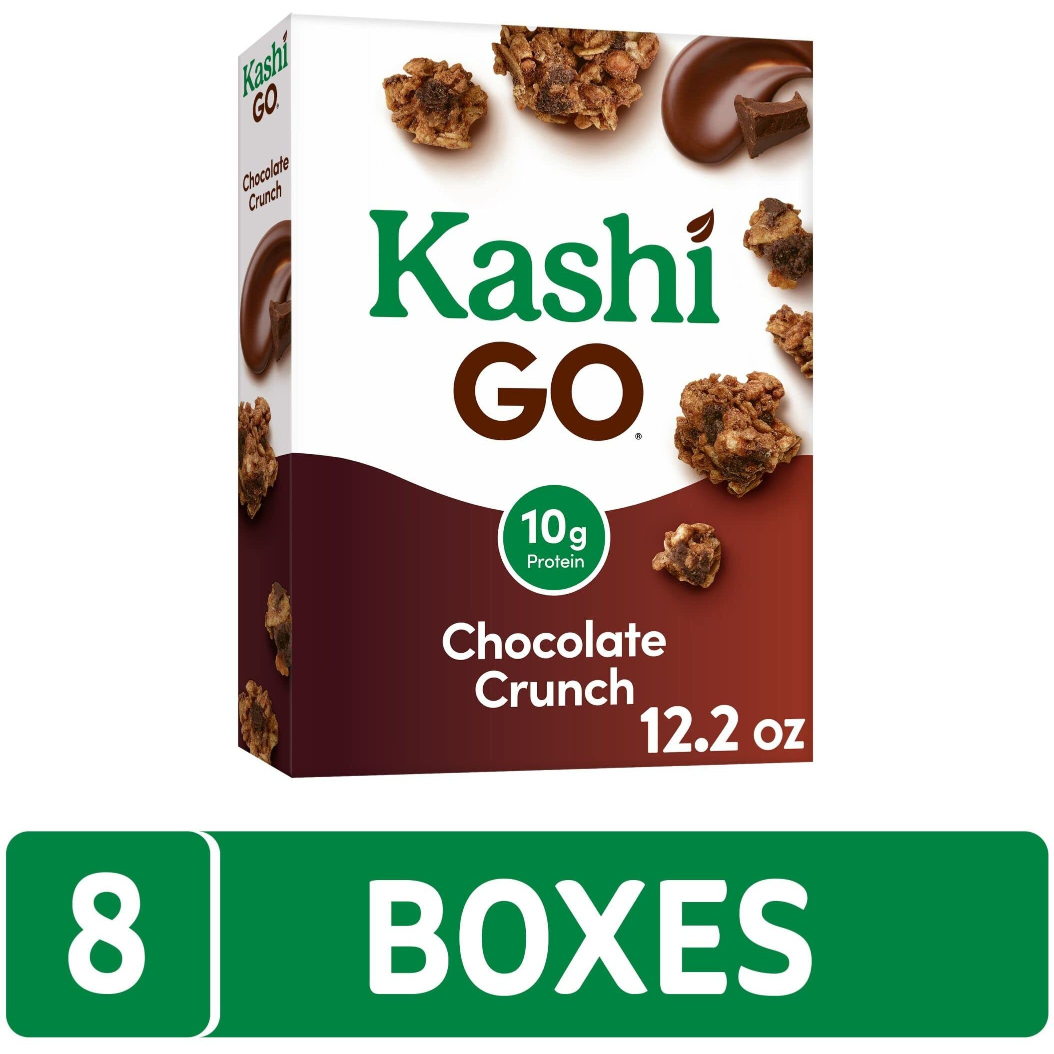 Kashi Go Cold Breakfast Cereal, Fiber Cereal, Vegan Protein, Chocolate Crunch (8 Boxes)