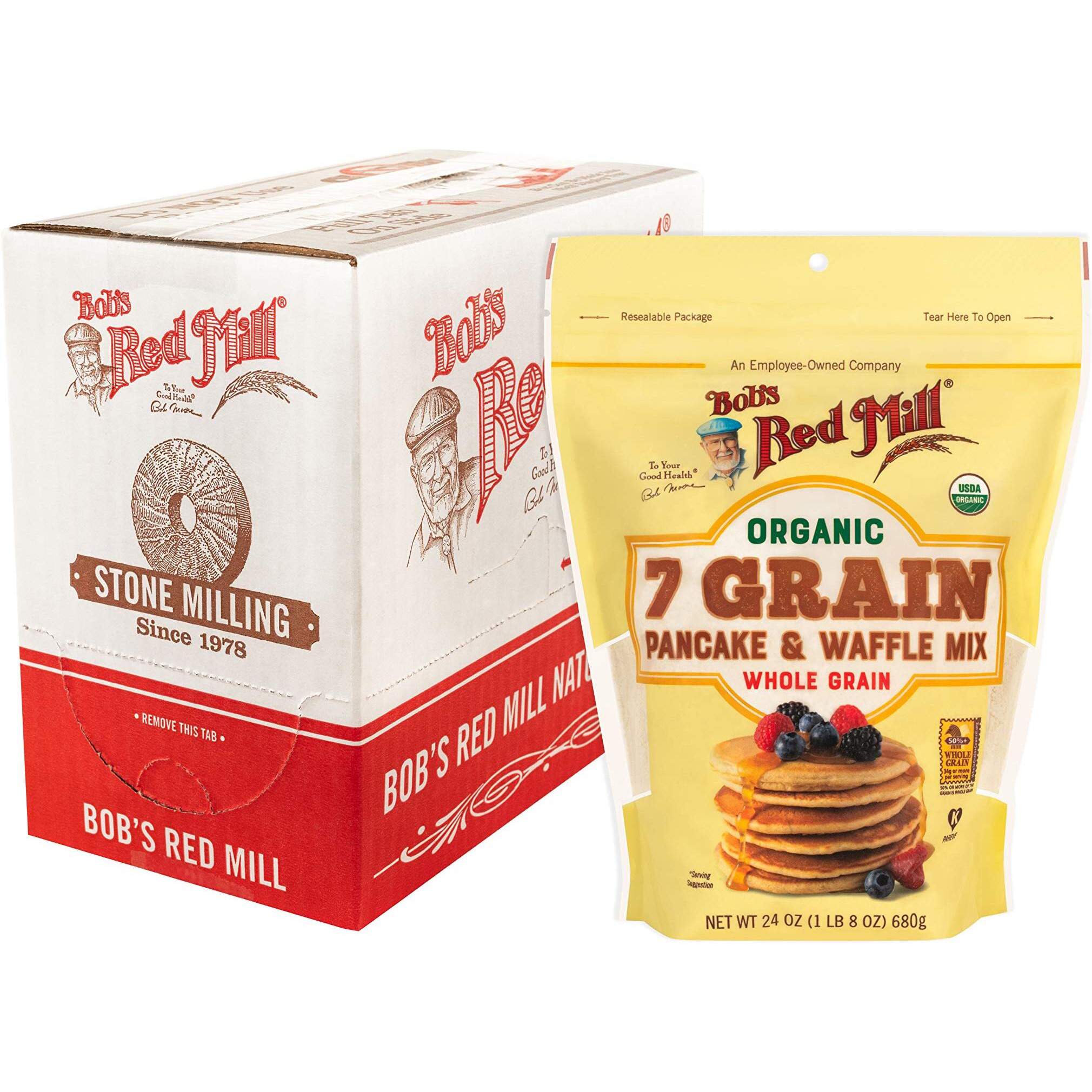 Bob's Red Mill Organic 7 Grain Pancake & Waffle Mix, 24-Ounce (Pack Of 4)