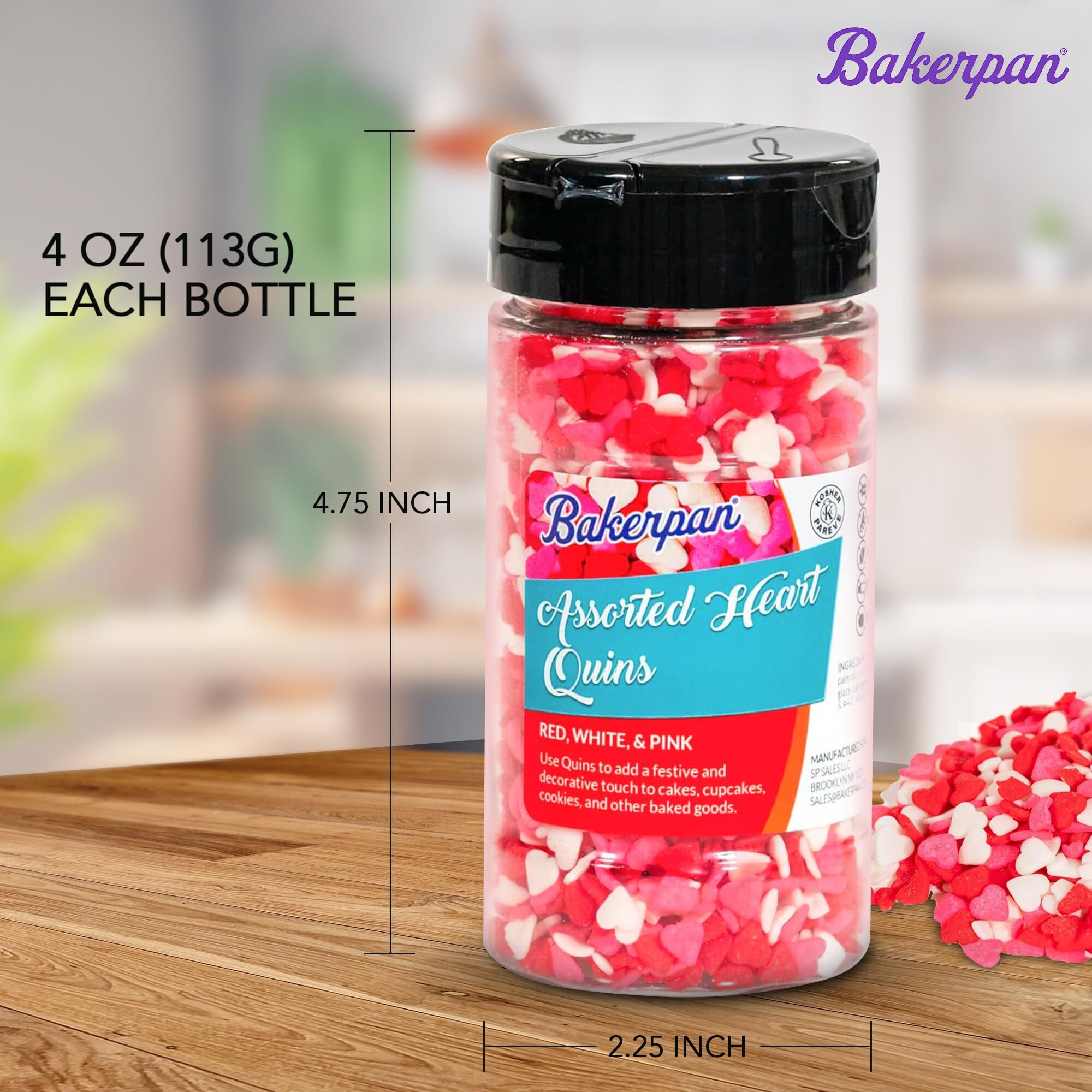 Bakerpan Quins Sprinkles For Cake Decorating - Alphabet Sprinkles 4 Ounces - Abc Edible Confetti Sprinkles For Cupcakes, Ice Cream, Cookies, Cakes (Made In Usa)