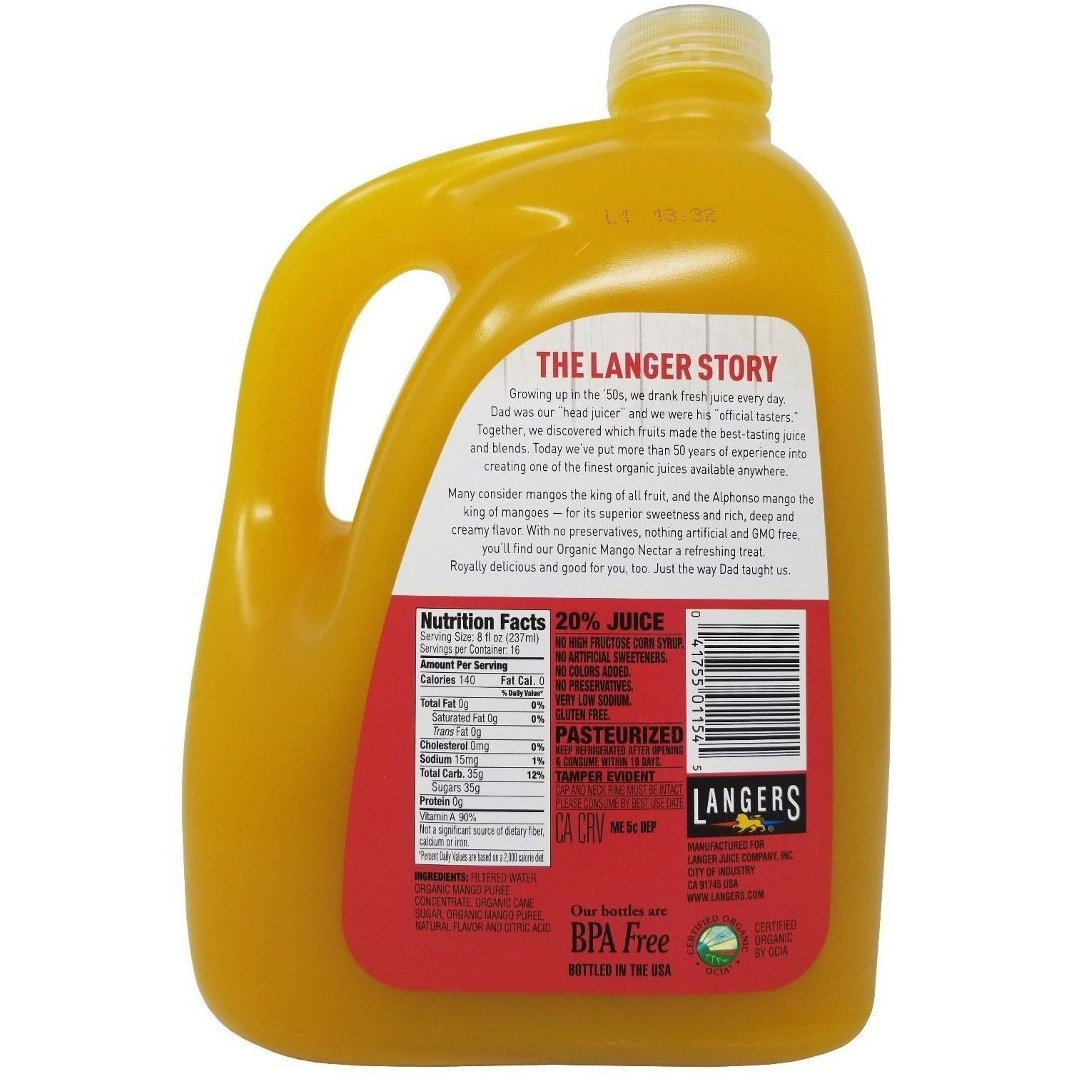 Langers Organic Mango Nectar (Net Wt 128 Fl Oz),, ()