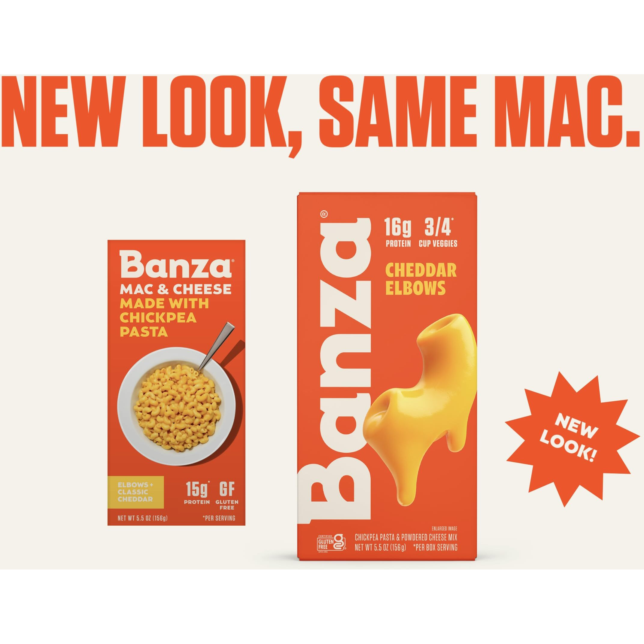 Banza Chickpea Pasta Mac & Cheese - High Protein Gluten Free Healthy Pasta - Mac & Cheese, Elbows With White Cheddar (Pack Of 6)