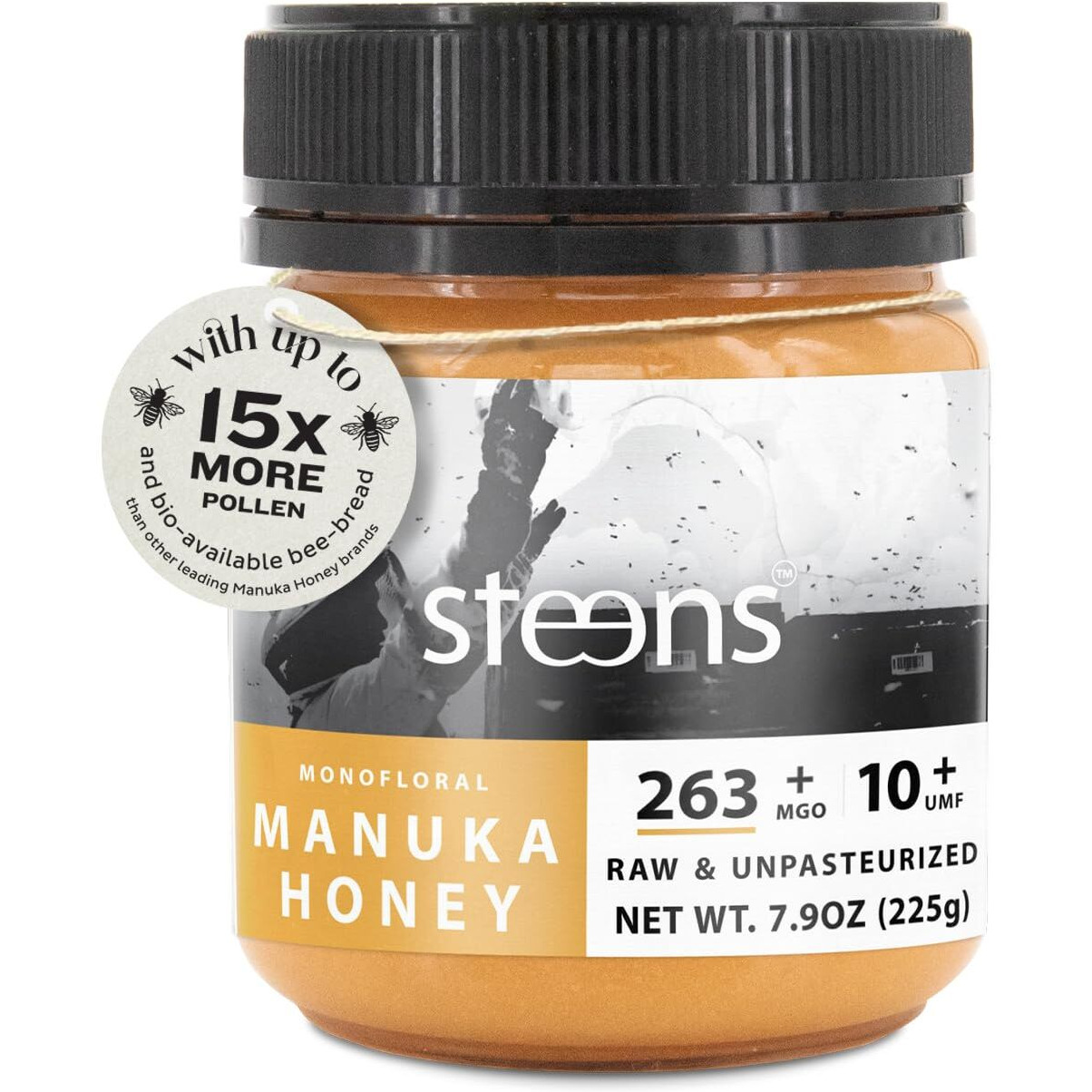 Steens Manuka Honey - Mgo 263+ - Pure & Raw 100% Certified Umf 10+ Manuka Honey - Bottled And Sealed In New Zealand - 1X 7.9 Oz Jar