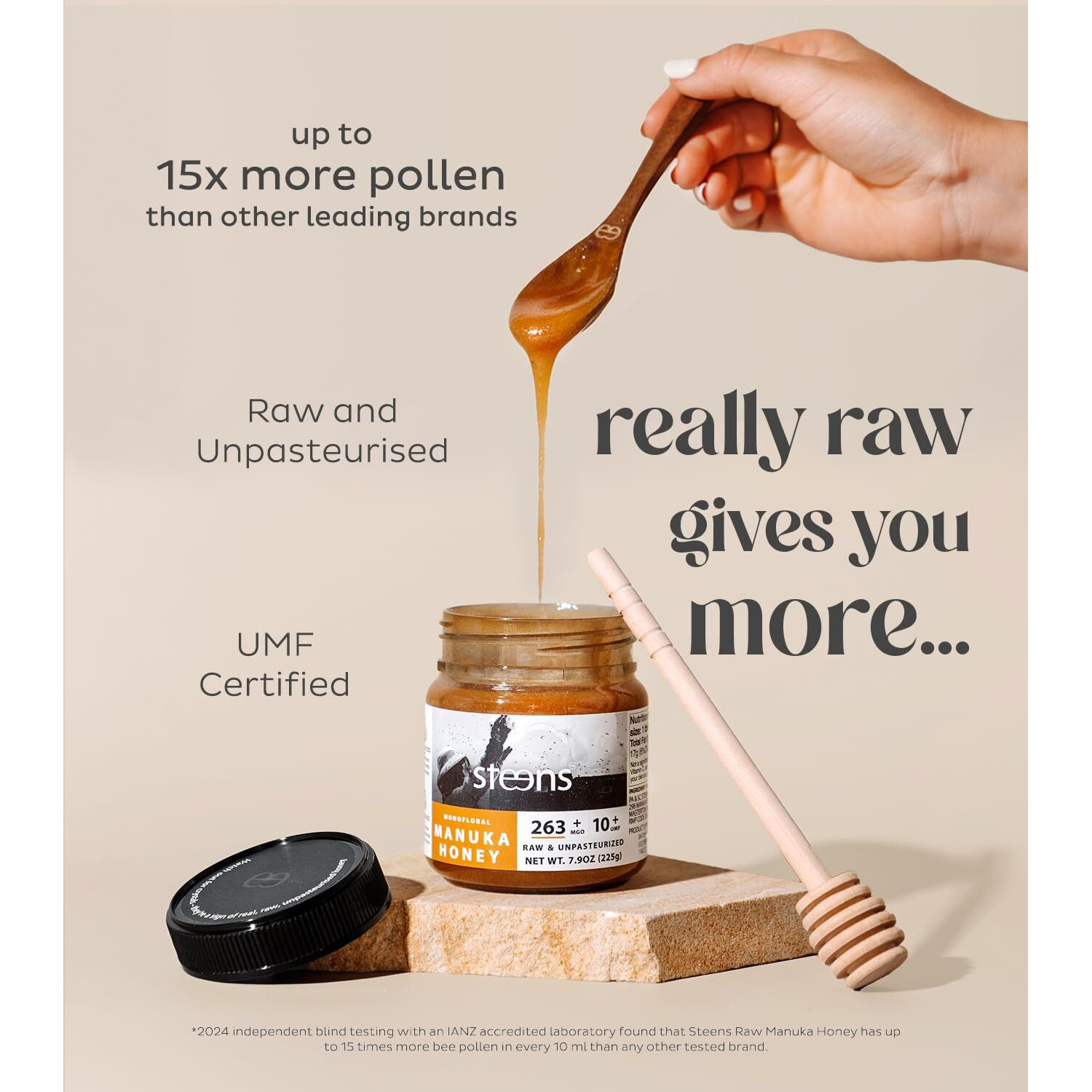 Steens Manuka Honey - Mgo 263+ - Pure & Raw 100% Certified Umf 10+ Manuka Honey - Bottled And Sealed In New Zealand - 1X 7.9 Oz Jar