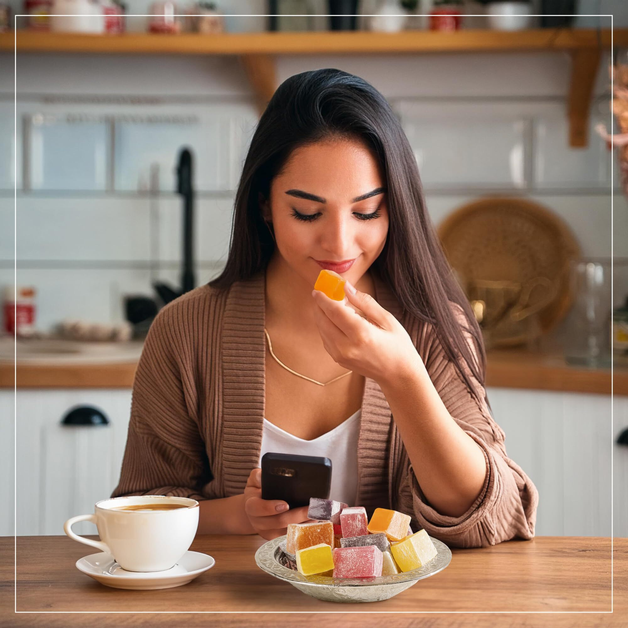 Eastanbul Turkish Delight Candy 21.2Oz, 4 Flavors Pomegranate, Orange, Tart Cherry, & Lemon Turkish Delights Assorted, Foreign Candy Of Turkish Lokum, Turkish Delight Plain, International Candy Box, Valentine's Day Gift