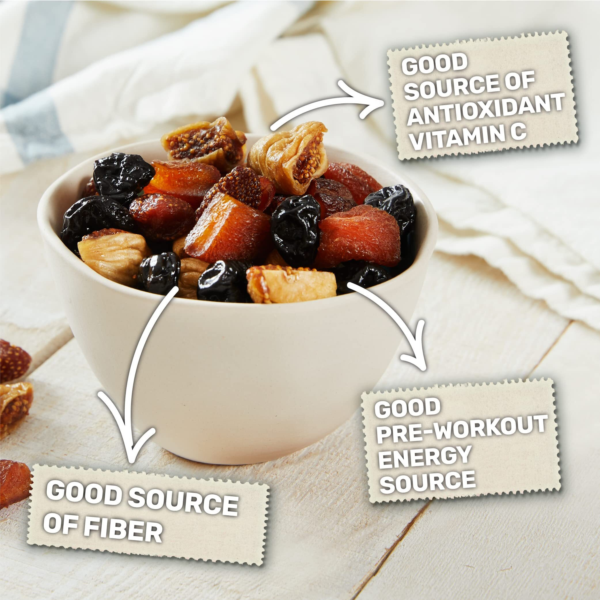 Organic Dried Fruit Mix - Apricots, Figs, Strawberries & Tart Cherries I Happy Village I 18 Oz (Pack Of 3) I No Refined Sugar, Unsulfured Dried Fruit Medley
