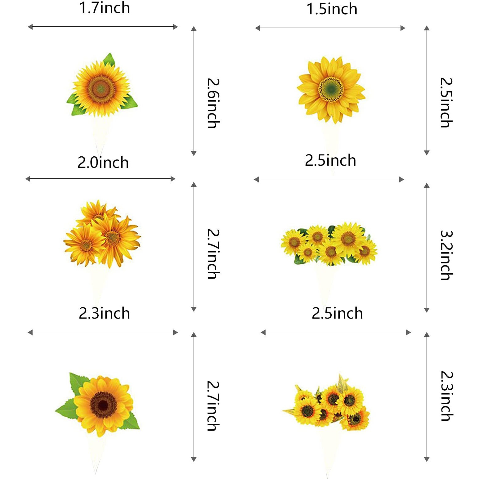 Fenghu 48 Pcs Sunflower Cupcake Toppers For Sunflower Birthday Party Decorations Supplies