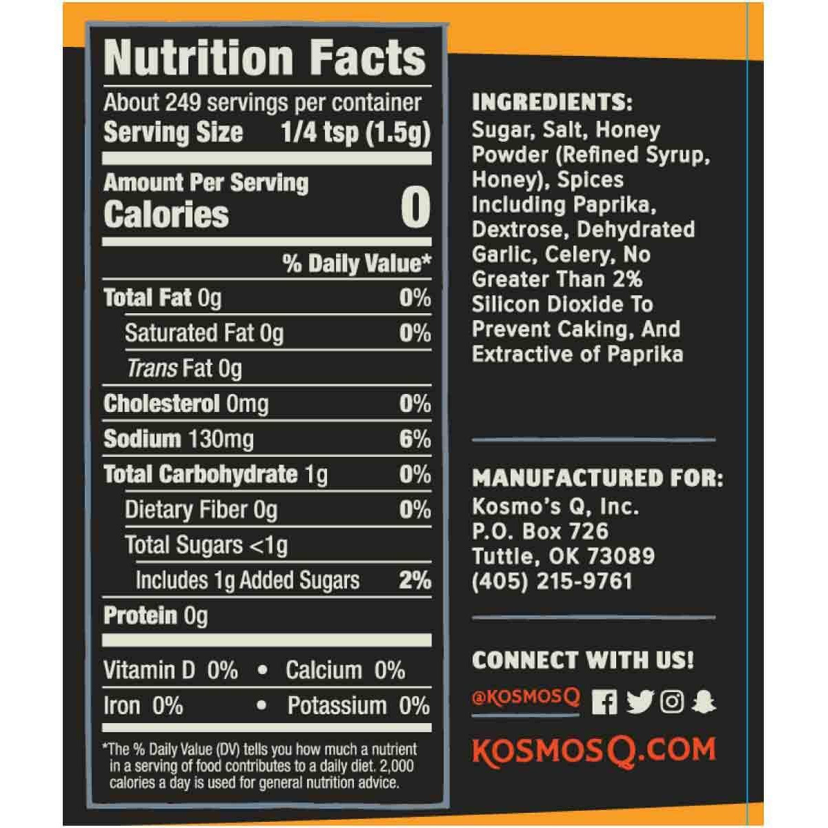 Kosmos Q Honey Killer Bee Bbq Rub | Sweet & Savory Blend | Great On Brisket, Steak, Chicken, Ribs & Pork | Best Barbecue Rub | Meat Seasoning & Spice Dry Rub | 1 Lb Bag