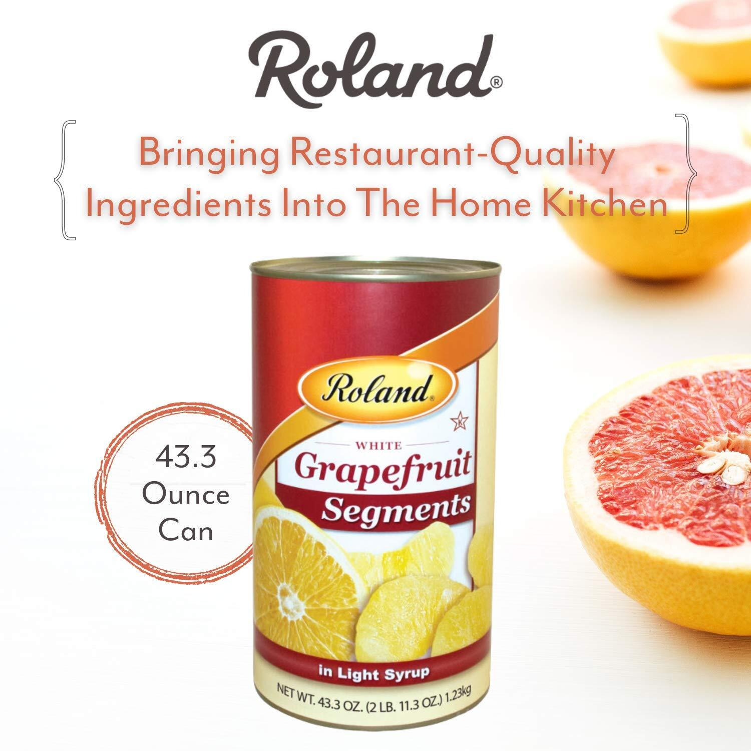 Roland Foods White Grapefruit Segments In Light Syrup, 43.3 Ounce Can, Pack Of 4
