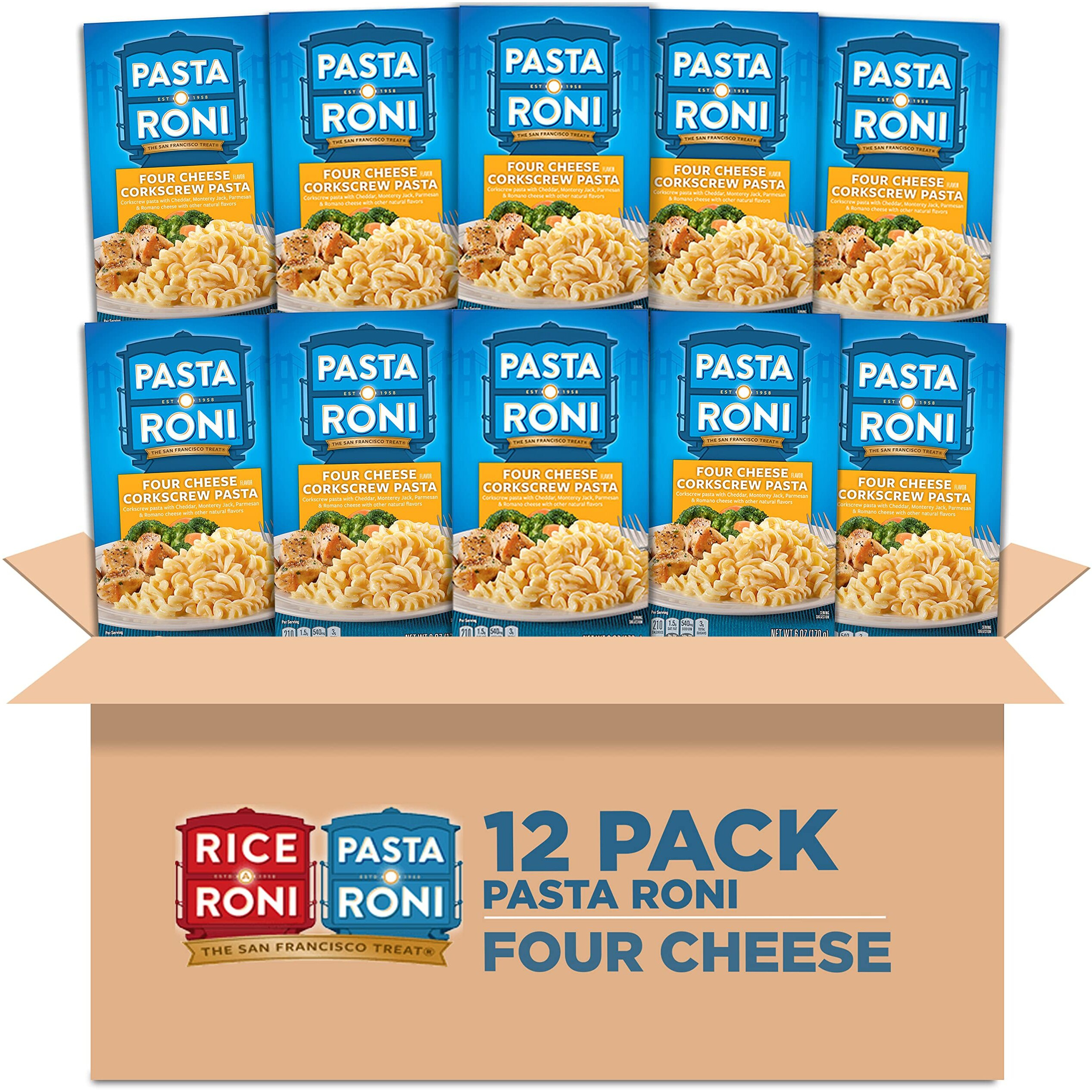 Pasta Roni, Four Cheese Corkscrew Pasta, 6Oz Boxes (12 Pack)