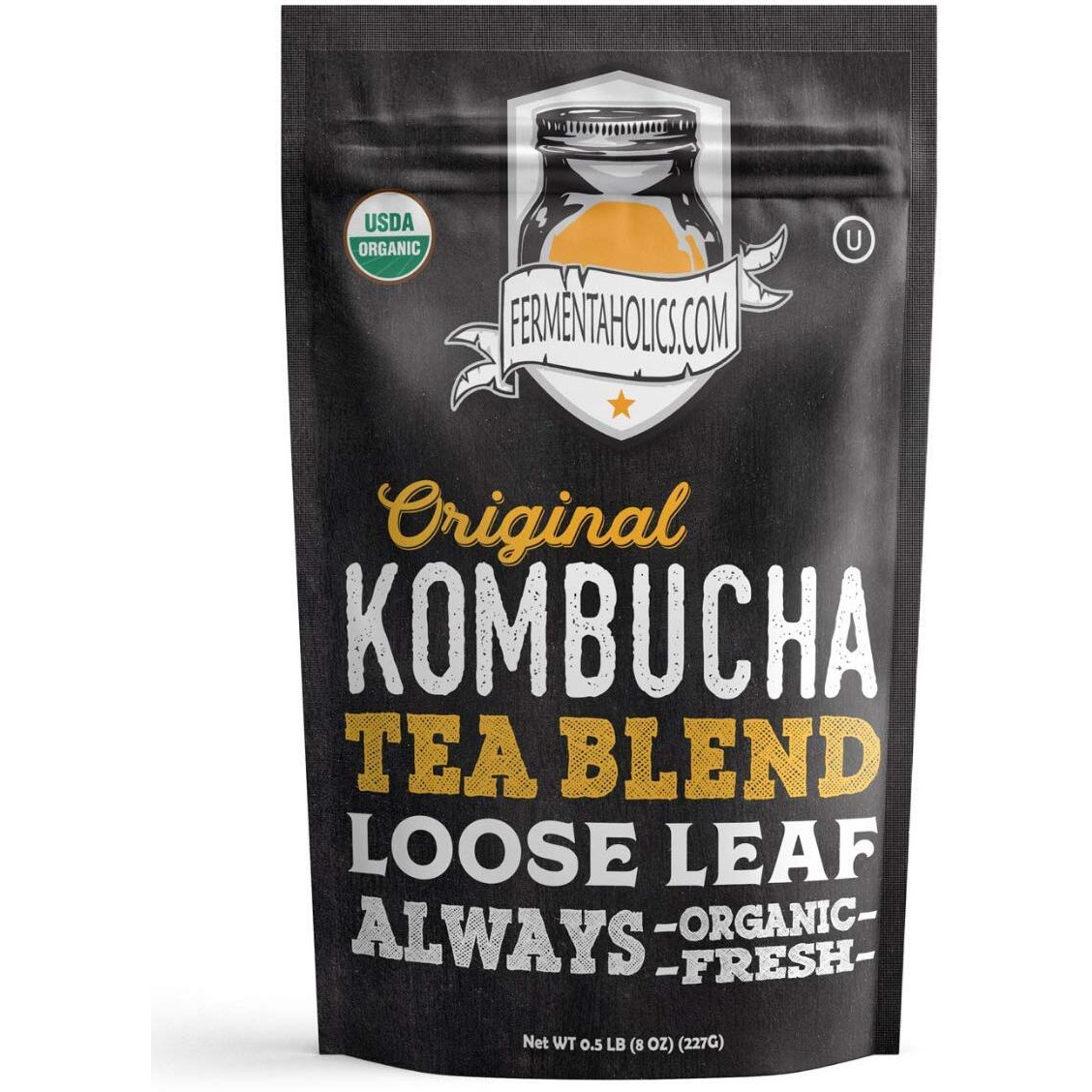 Fermentaholics Usda Certified Organic Kombucha Tea Blend 8 Oz | Makes 22 Gallons | Kosher Certified | Organic Black And Green Tea Blend | Loose Leaf