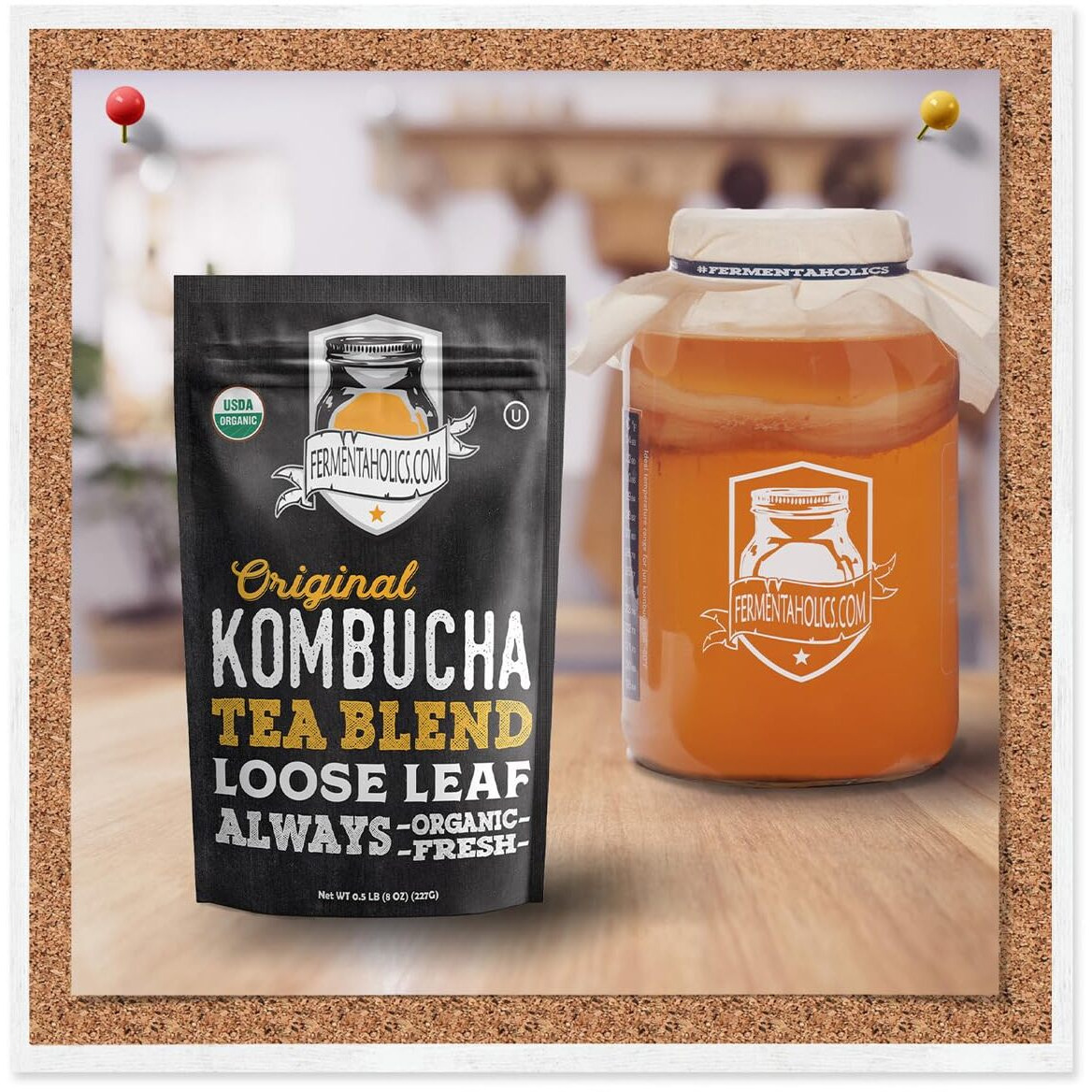 Fermentaholics Usda Certified Organic Kombucha Tea Blend 8 Oz | Makes 22 Gallons | Kosher Certified | Organic Black And Green Tea Blend | Loose Leaf