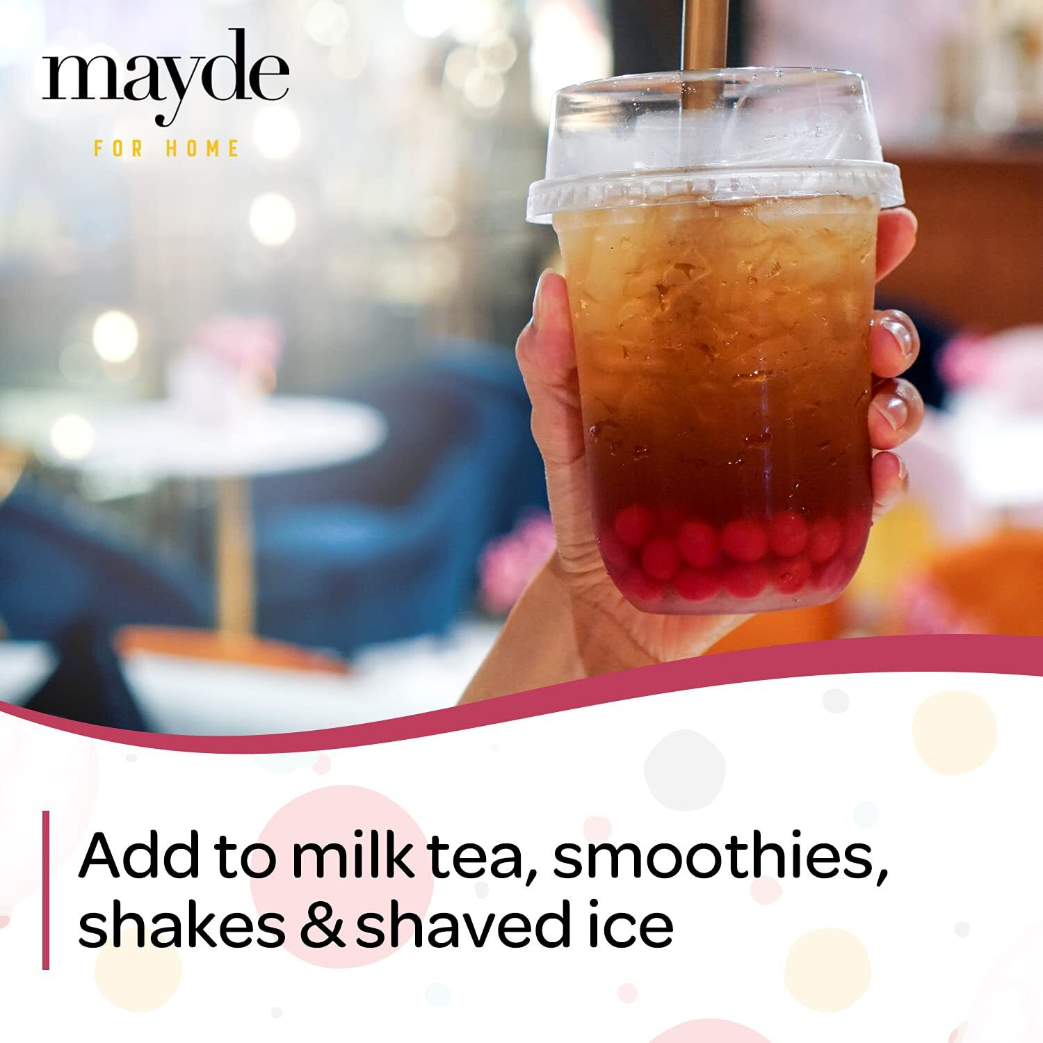 Mayde Popping Boba Pearls For Drinks, Desserts, & Breakfast Bowls (Lychee Flavor, 7 Pounds)