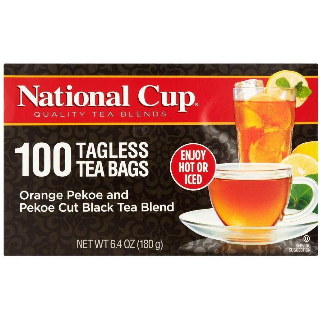 National Cup, Tagless Orange Pekoe And Pekoe Cut Black Tea Blend, Tea Bags, 100 Ct, Pack Of 6