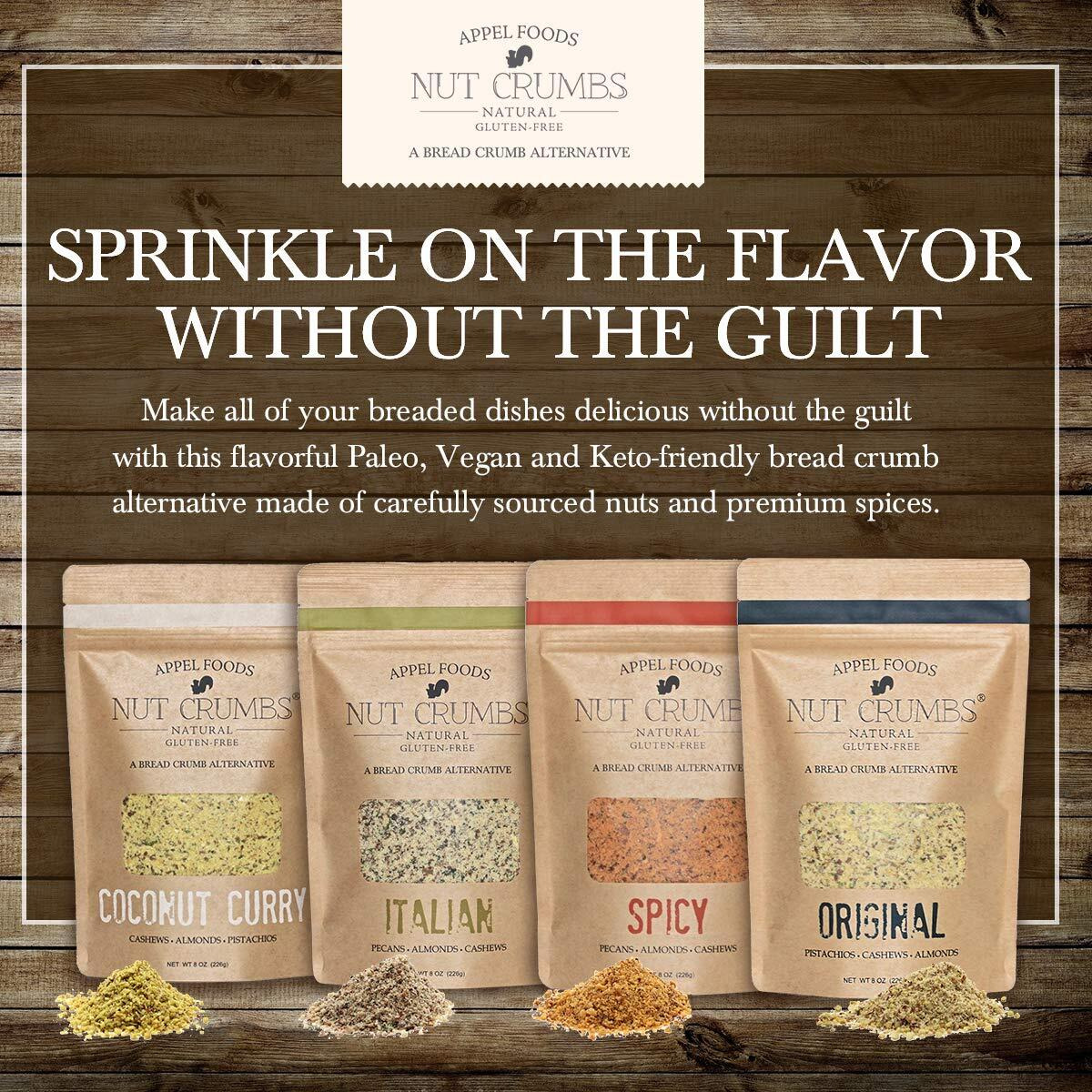 Appel Foods - Nut Crumbs - Bread Crumb Alternative - Gluten Free - Sugar Free - Low Carb - Low Sodium - Raw, Premium Nuts - Original