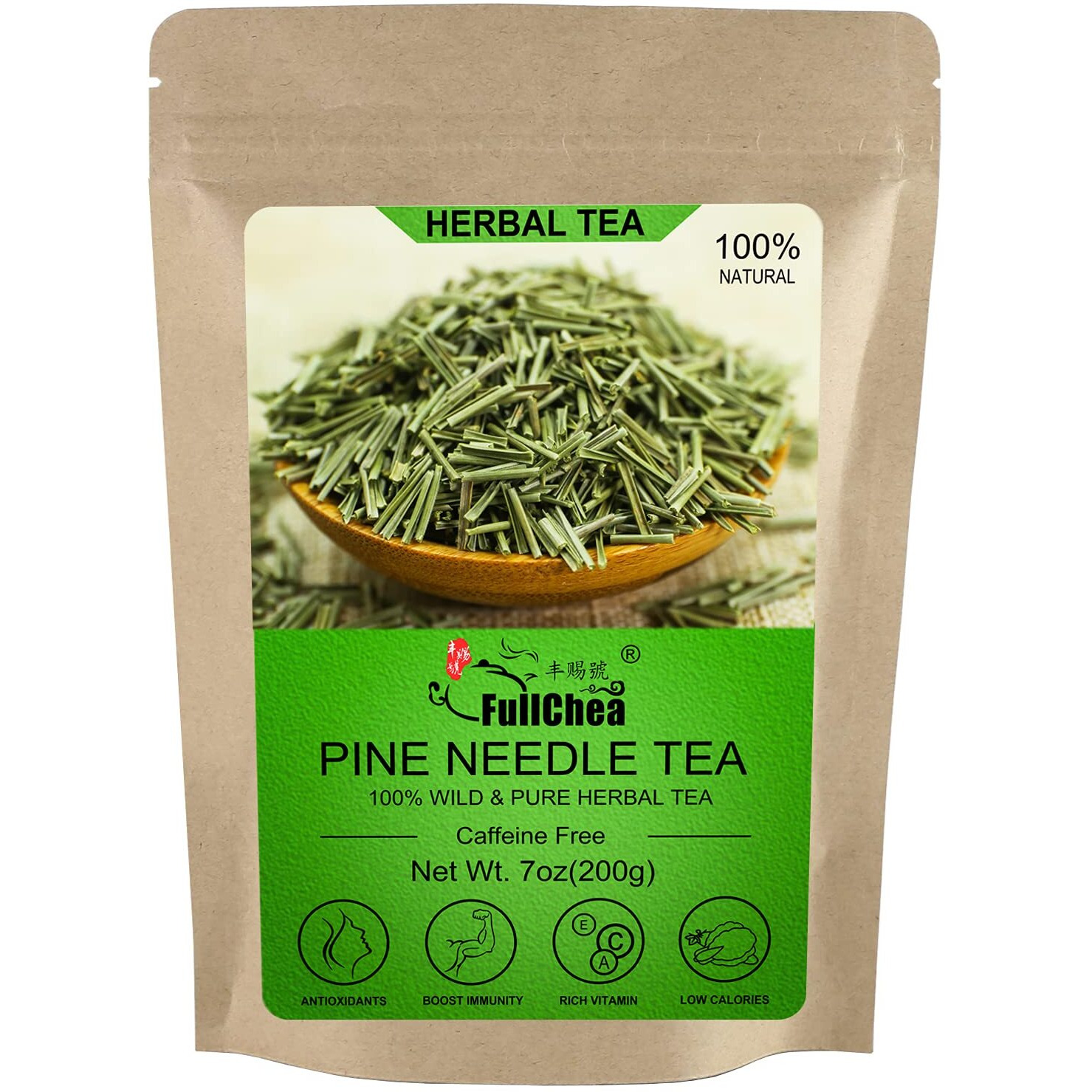 Fullchea - Dried Pine Needle Tea - 7Oz/200G - Premium Red Pine Needles Loose Leaf Herbal Tea - Non-Gmo - Better Than White Pine Needle Tea - Caffeine-Free - Cut & Sifted