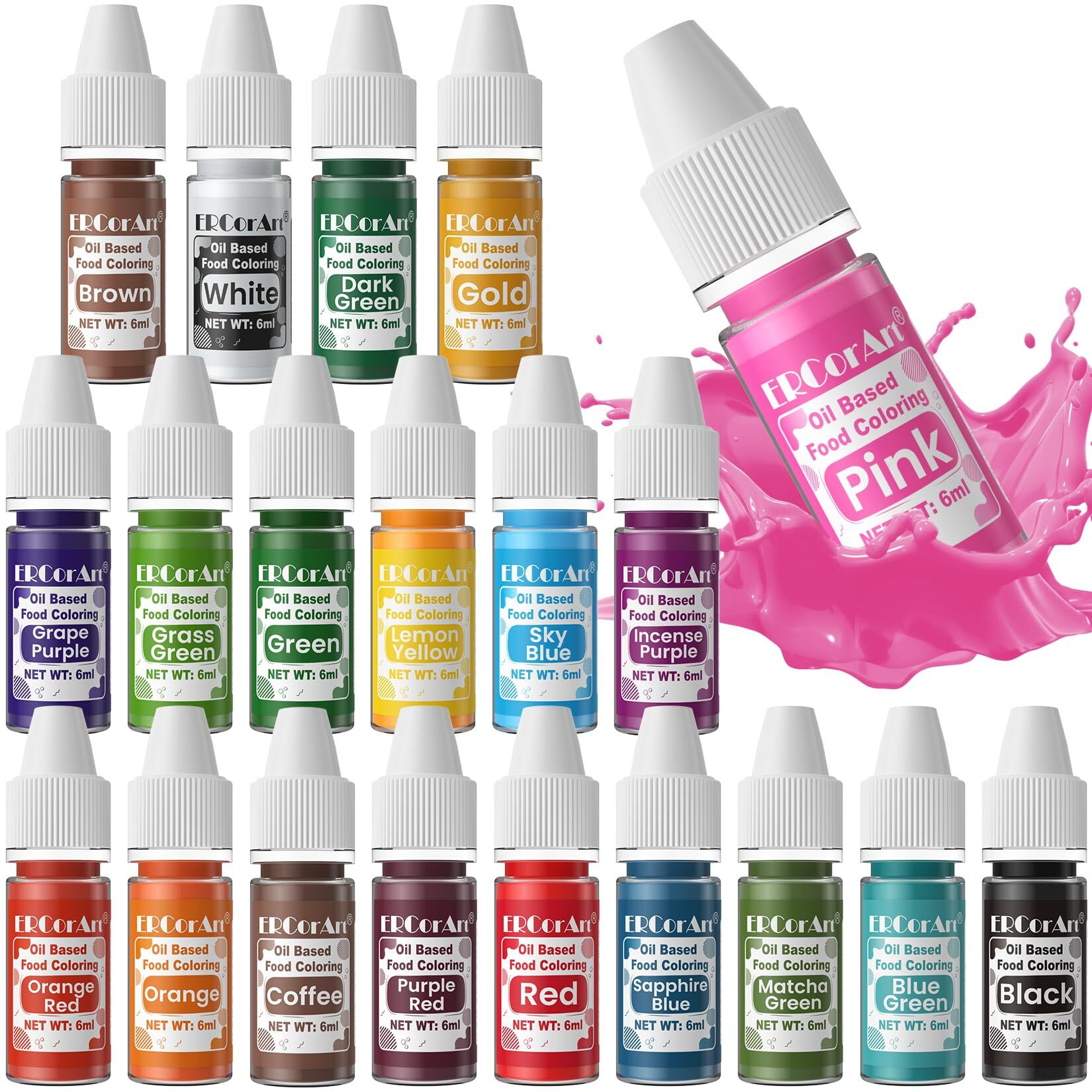 Oil Based Food Coloring For Chocolate - 20 Colors Upgraded Food Coloring, Edible Oil Food Dye For Candy, Cake Decorating, Baking, Fondant, Forsting - 0.25 Fl. Oz