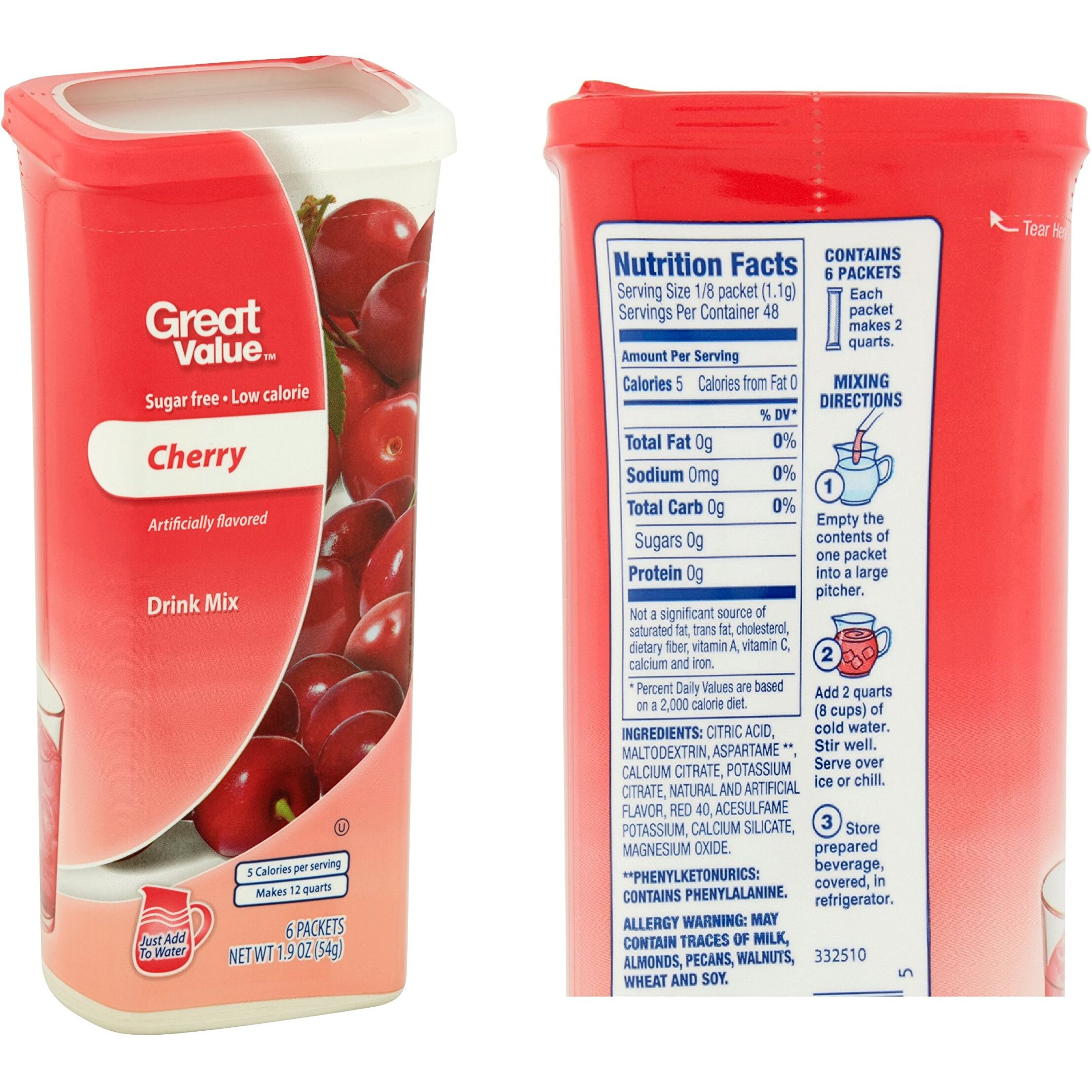 Great Value Drink Mix, Sugar Free, Fruit Punch, Cherry And Grape Bundle Of 3 Flavor Canisters. (Canister Designs May Vary)
