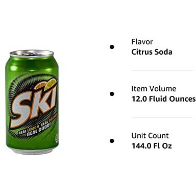 Ski Citrus Soda, 12 Ounce (12 Cans)