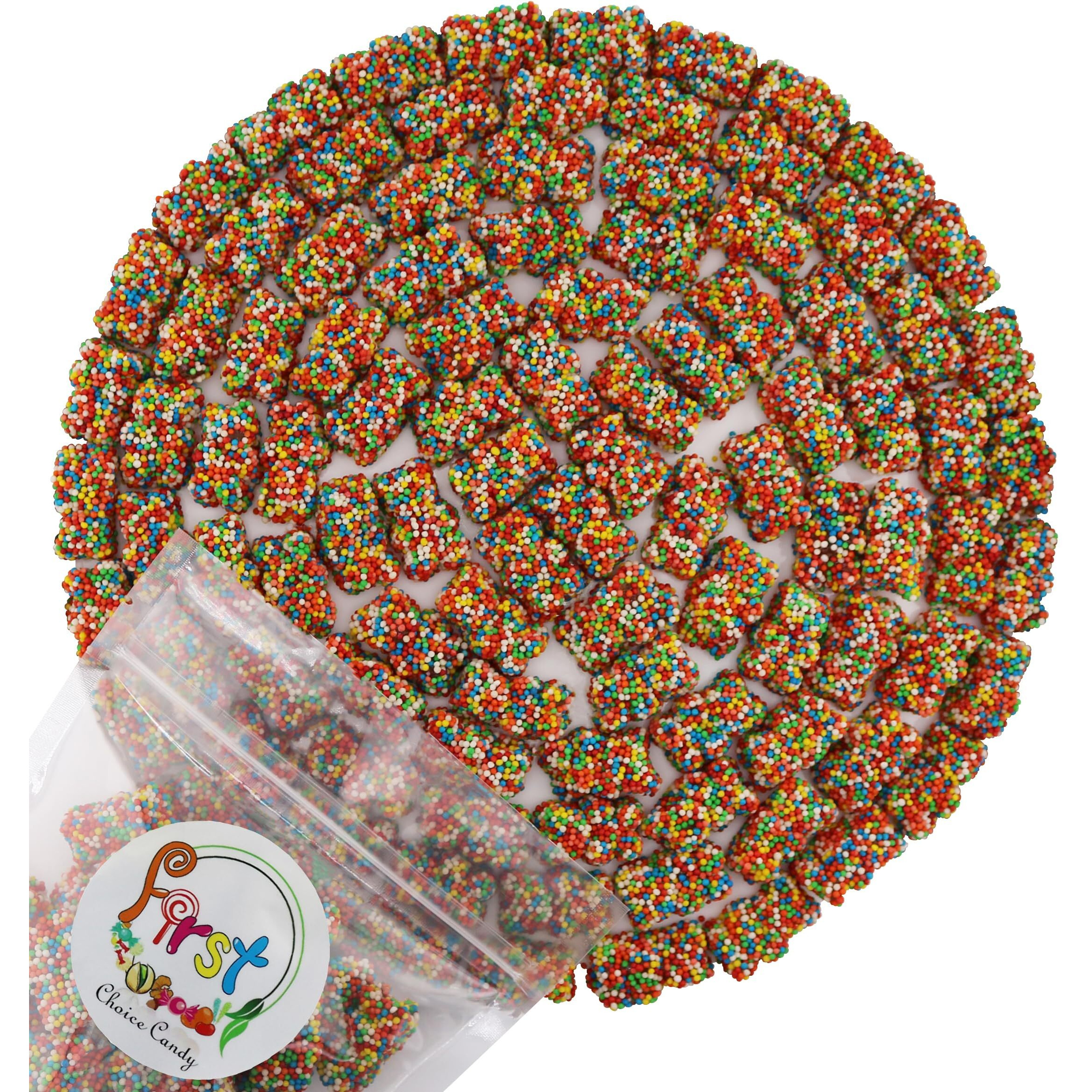 Firstchoicecandy Gummy Bears Crispy Crunchy, Rainbow Gummy Bears (2 Lb)