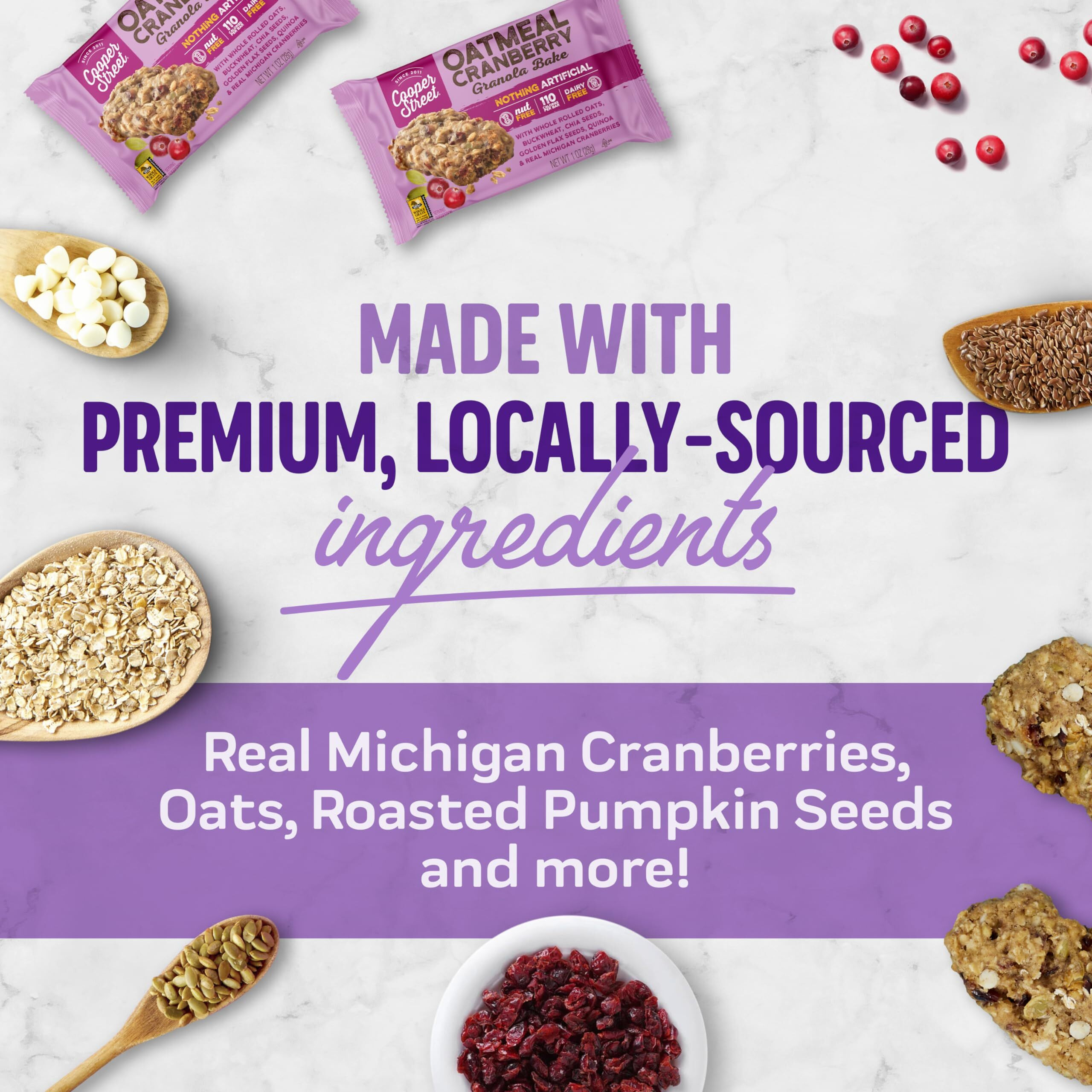 Cooper Street - Chewy Granola Bakes, Cranberry Oatmeal Cookies, Oatmeal Bars Alternative, Guilt-Free Snacks/Breakfast Cookies, No Nuts, Dairy, Soy & Artificial Ingredients, 12Ct Economy 2 Packs