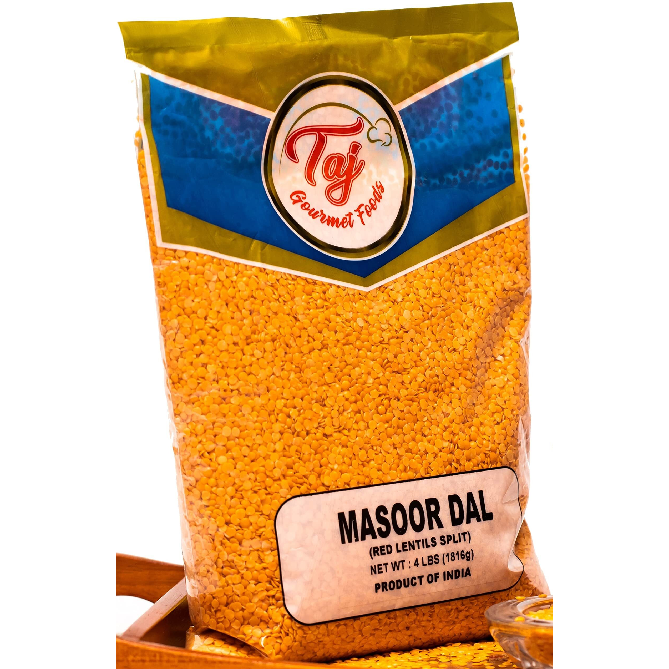 Taj Premium Indian Masoor Dal, Red Lentils (4-Pounds)