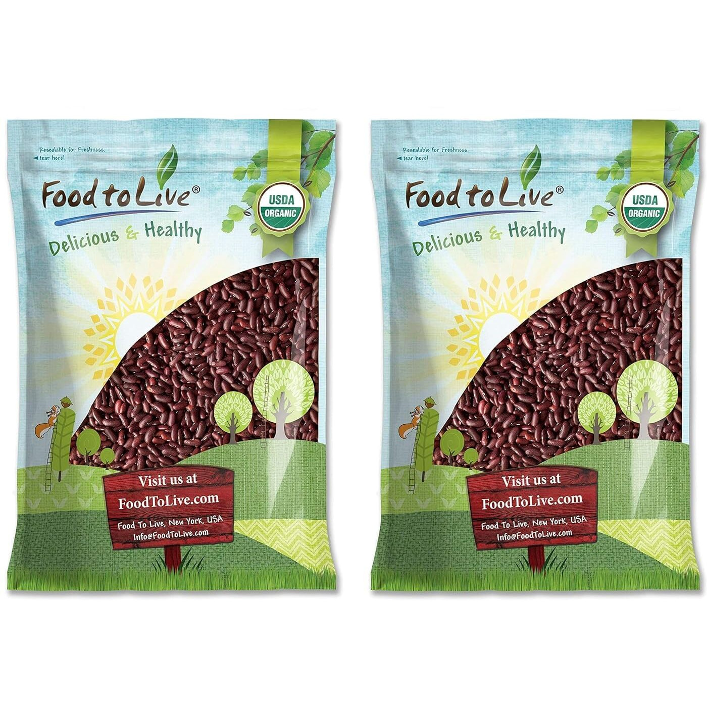 Food To Live Organic Dark Red Kidney Beans, 25 Pounds - Non-Gmo, Kosher, Raw, Sproutable, Vegan