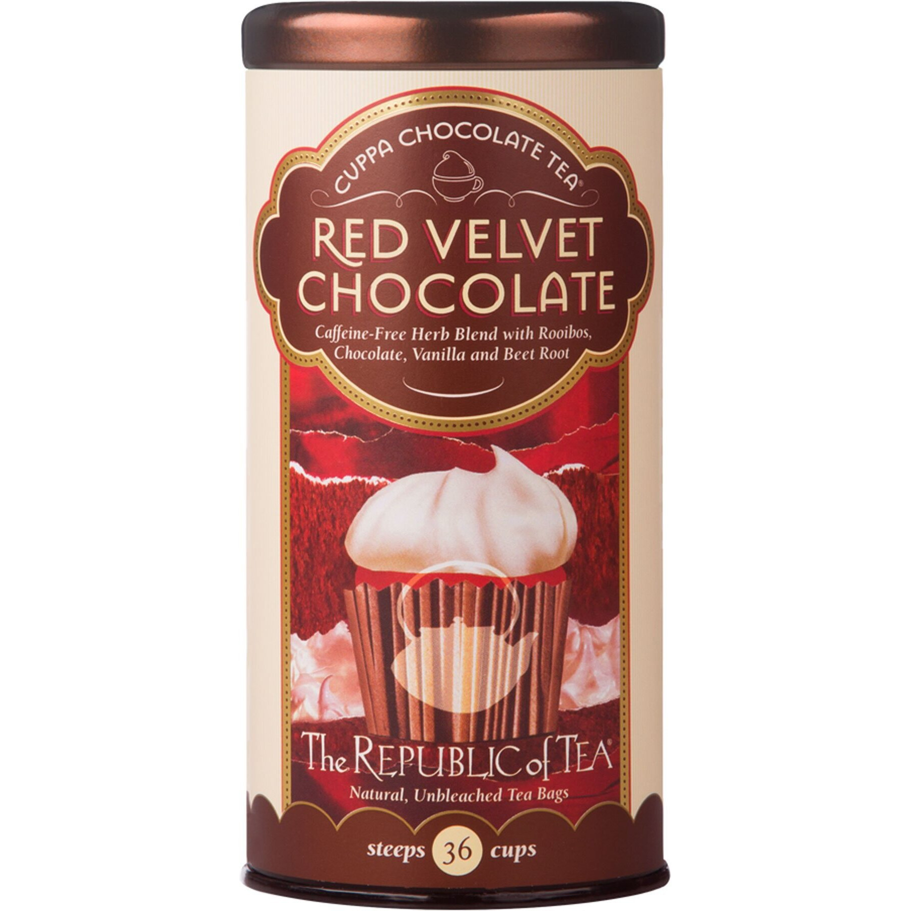 The Republic Of Tea Red Velvet Cuppa Chocolate Tea, 36 Tea Bag Tin