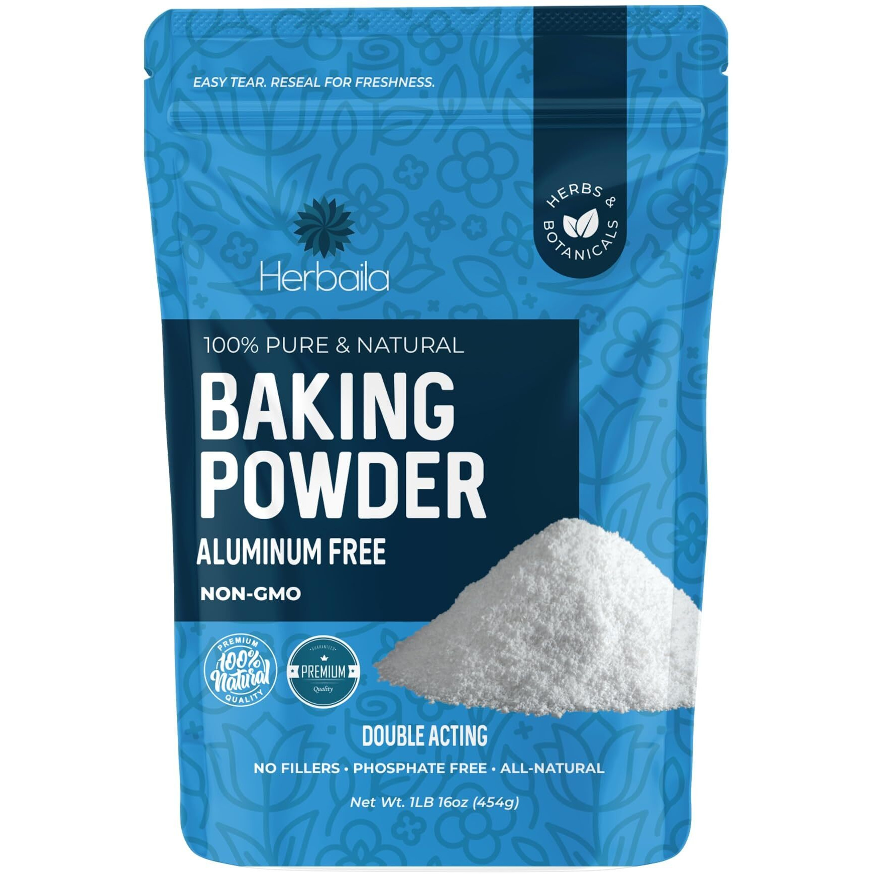Baking Powder Aluminum Free 1Lbs. Double Acting, Baking Powder For Cooking. Leavening Agent, Non Gmo, Batch Tested Baking Powder Bulk 16Oz. Made In Canada