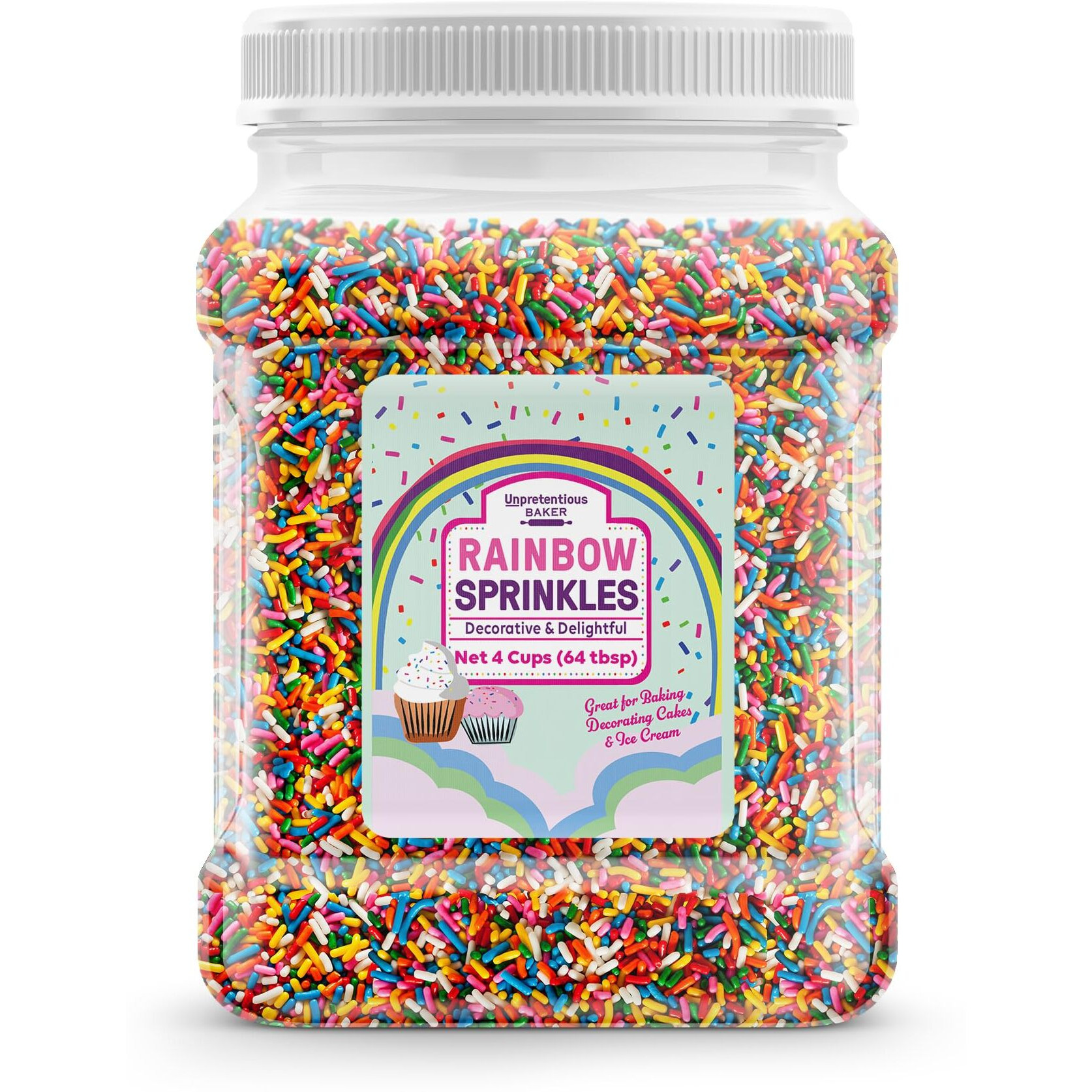 Unpretentious Rainbow Sprinkles (4 Cups) Colorful Jimmies, Decorative & Fun Dessert Topping For Baking