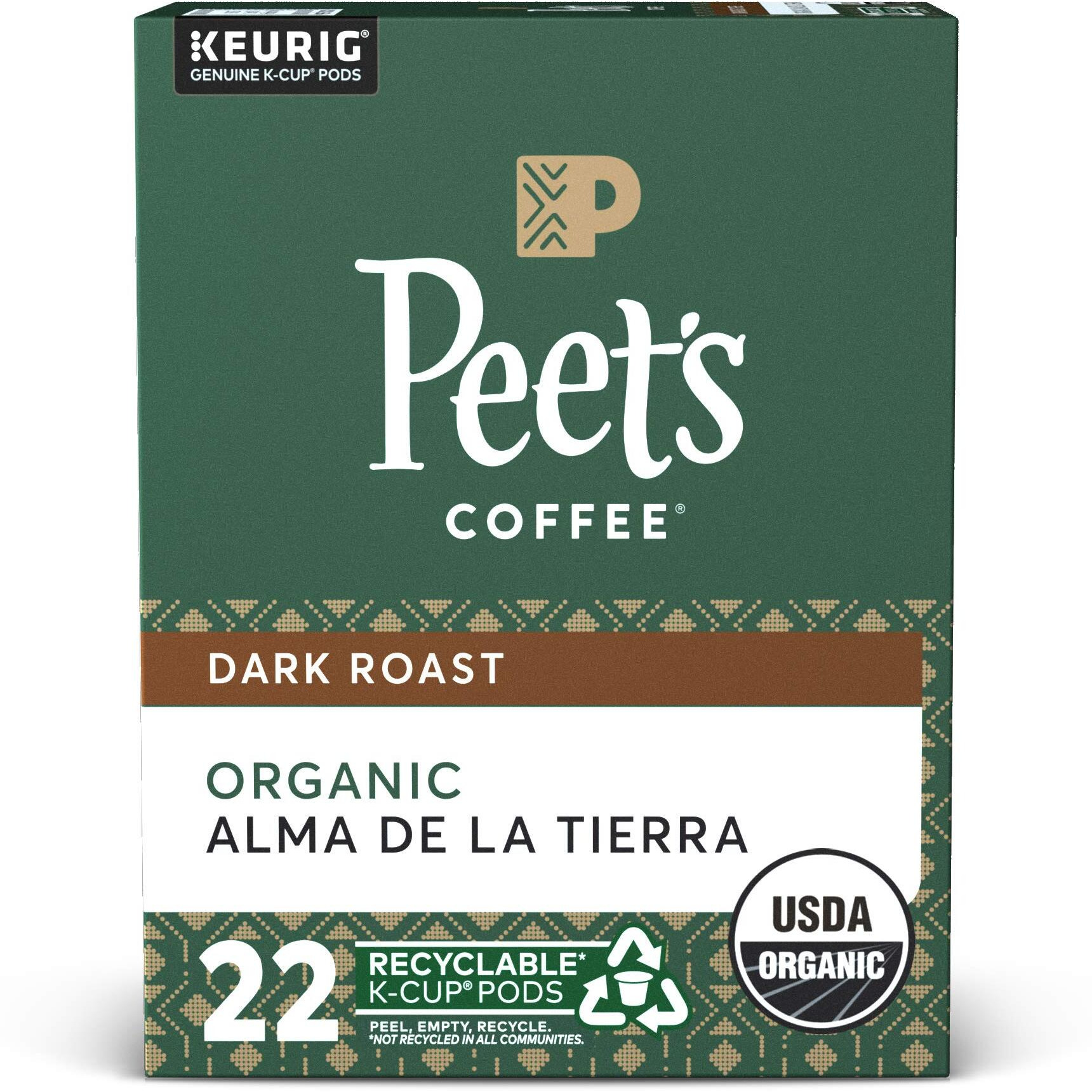 Peets Coffee Organic Alma De La Tierra K-Cup Coffee Pods For Keurig Brewers, Dark Roast, 22 Pods