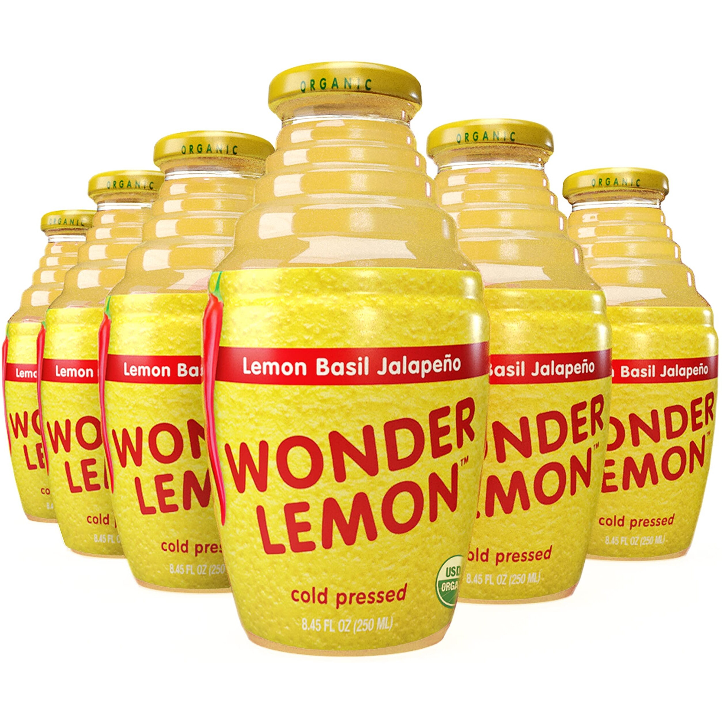 Wonder Lemon Organic Lemon Basil Jalapeno Cold Pressed Juice, 8.45Oz (6 Pack)