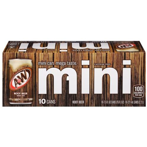 A&W Root Beer Soda, Mini Cans, 10 Pk, 7.5 Fl Oz