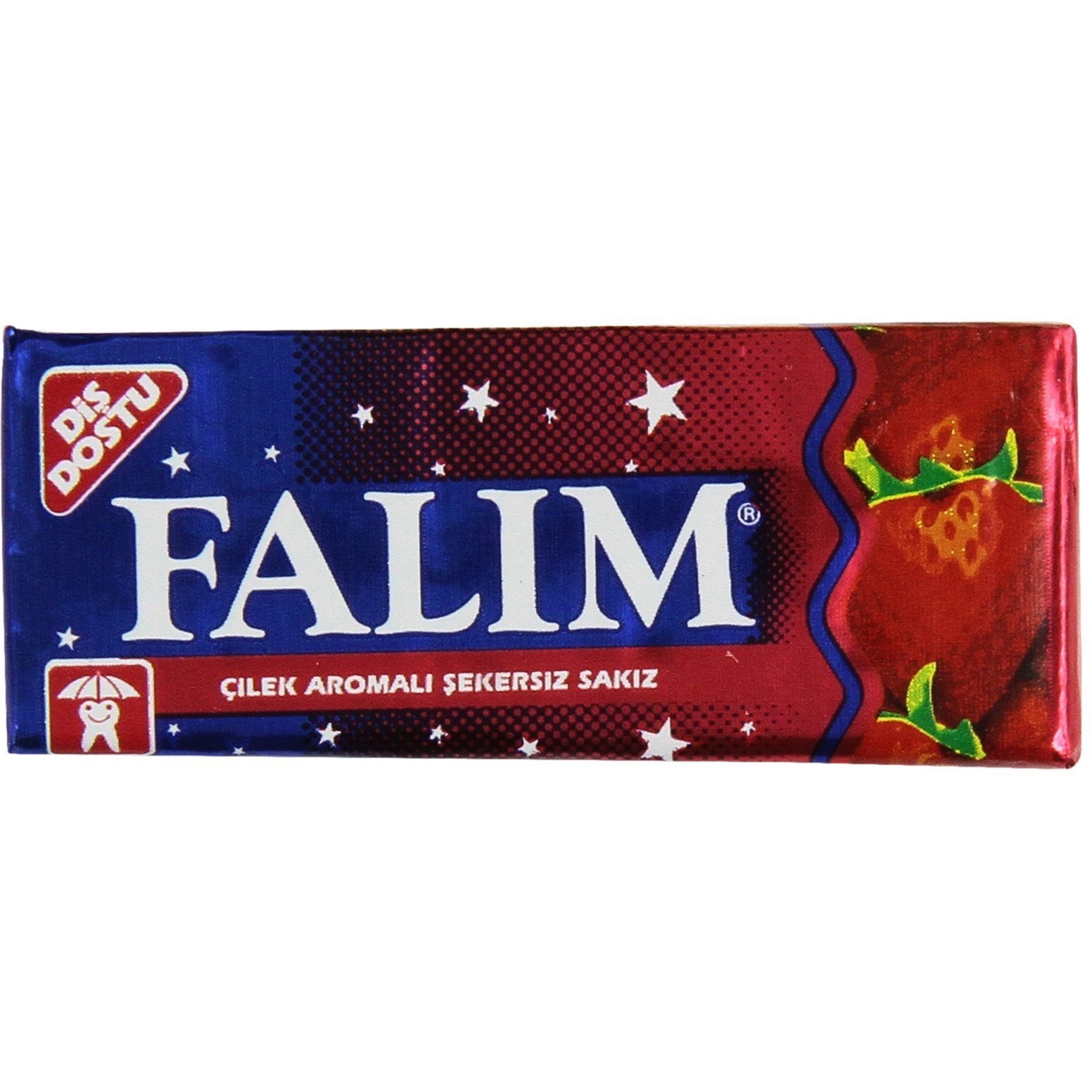 Falim Sugarless Plain Gum, Strawberry Flavored, 100 Piece