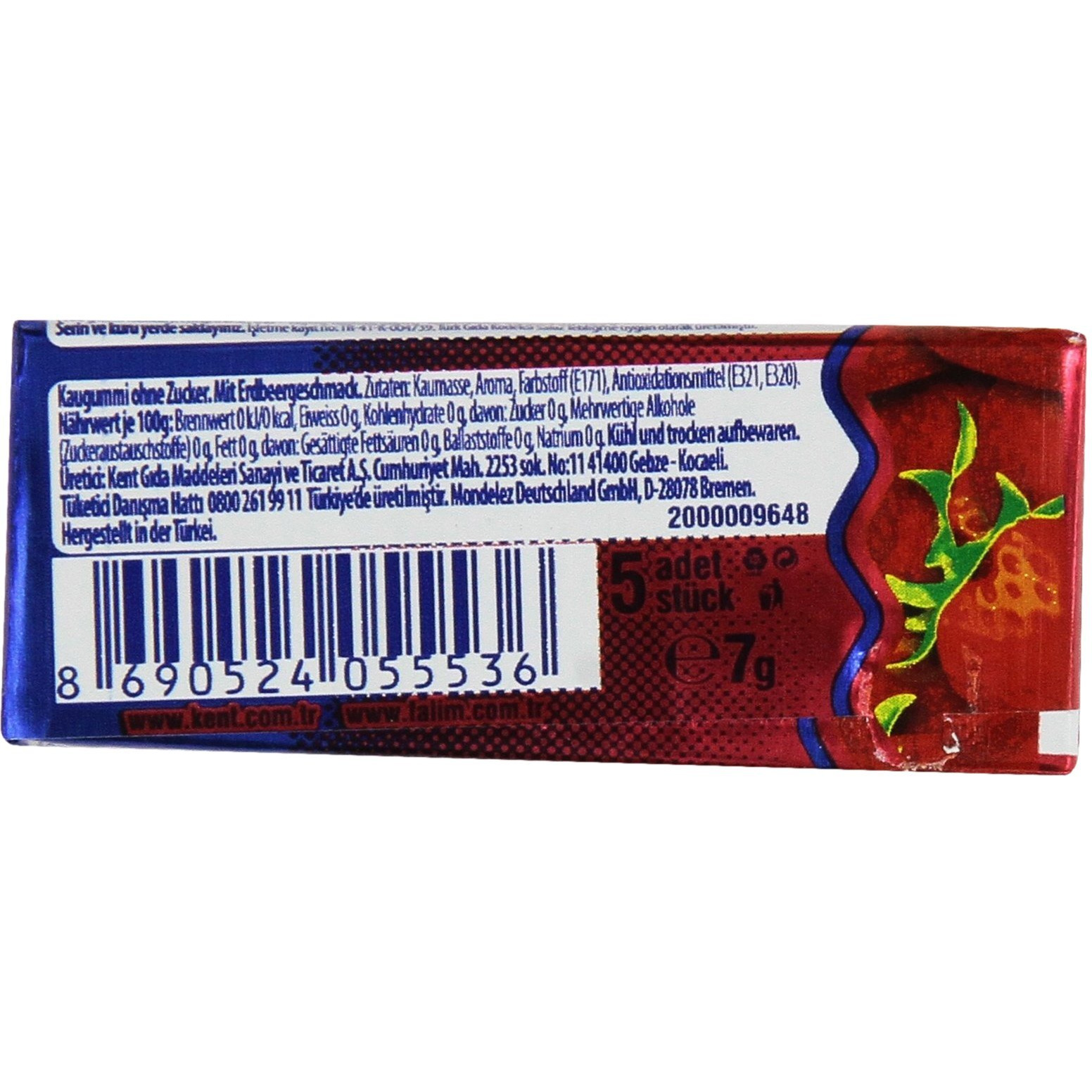 Falim Sugarless Plain Gum, Strawberry Flavored, 100 Piece