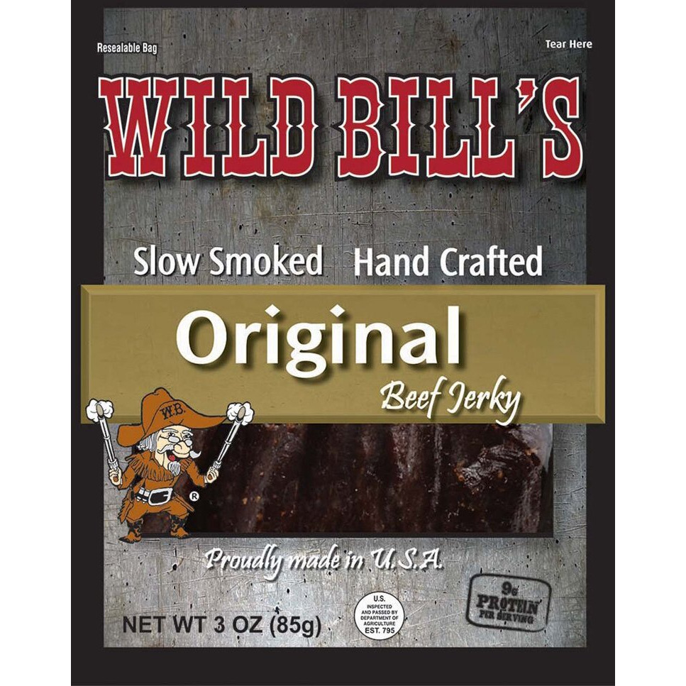 Wild Bill's 3Oz Hickory Smoked Beef Jerky Packs (4 Re-Sealable 3Oz Beef Jerky Packs Per Bag)