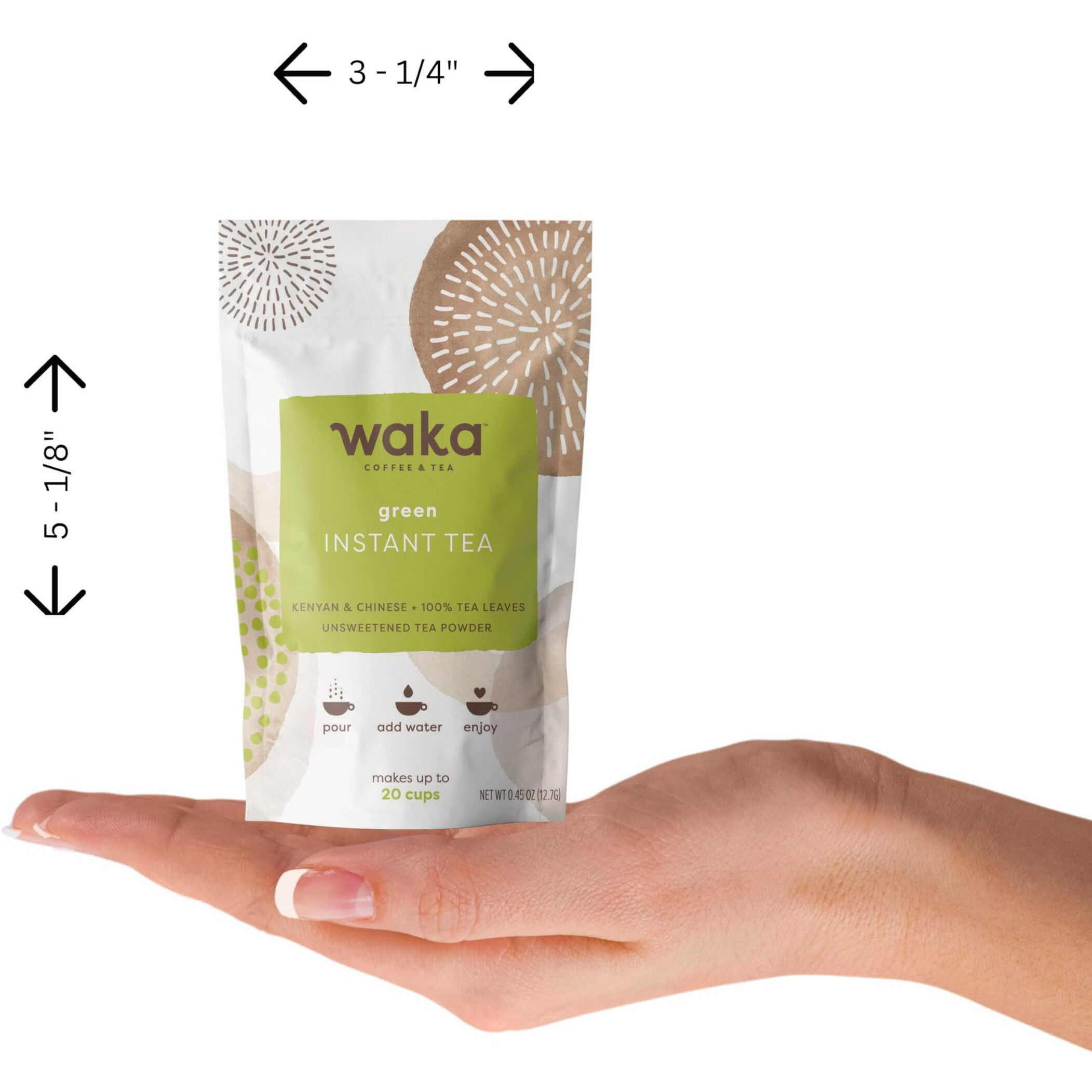 Waka - Green & Black Instant Tea Sample Bundle - No Sugar Added & Unsweetened - 100% Tea Leaves - 10 X 0.45 Oz Sample Packs For Hot Or Iced Tea