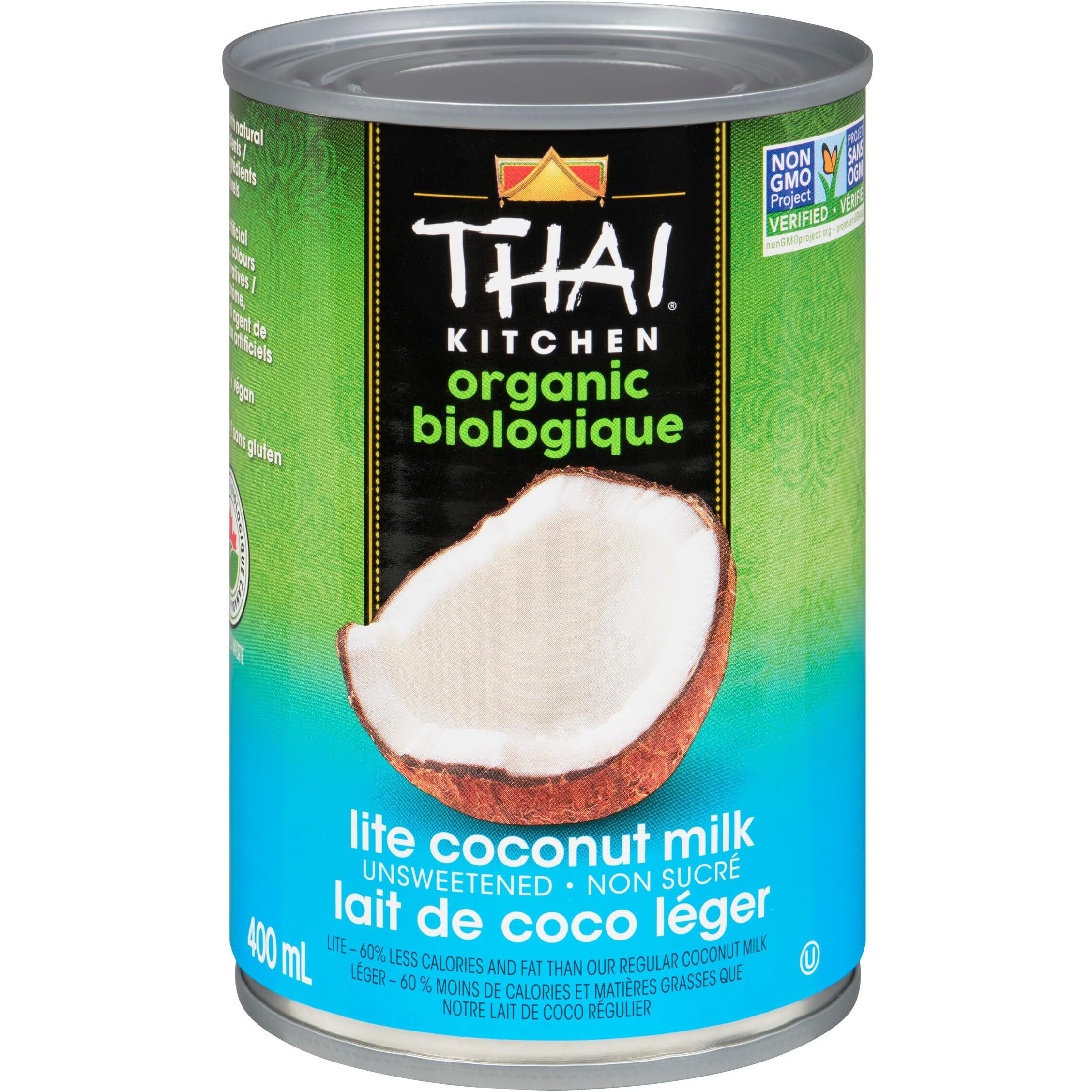 Thai Kitchen Organic Unsweetened Lite Coconut Milk, 13.66 Fl Oz (Pack Of 12)