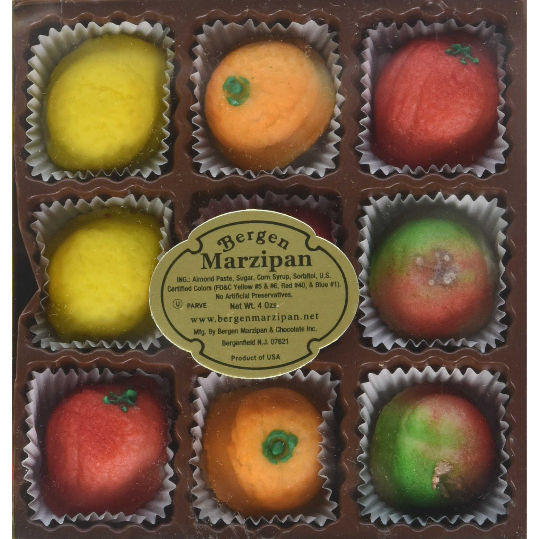 Assorted Marzipan Fruit - 9 Pieces (4 Oz)