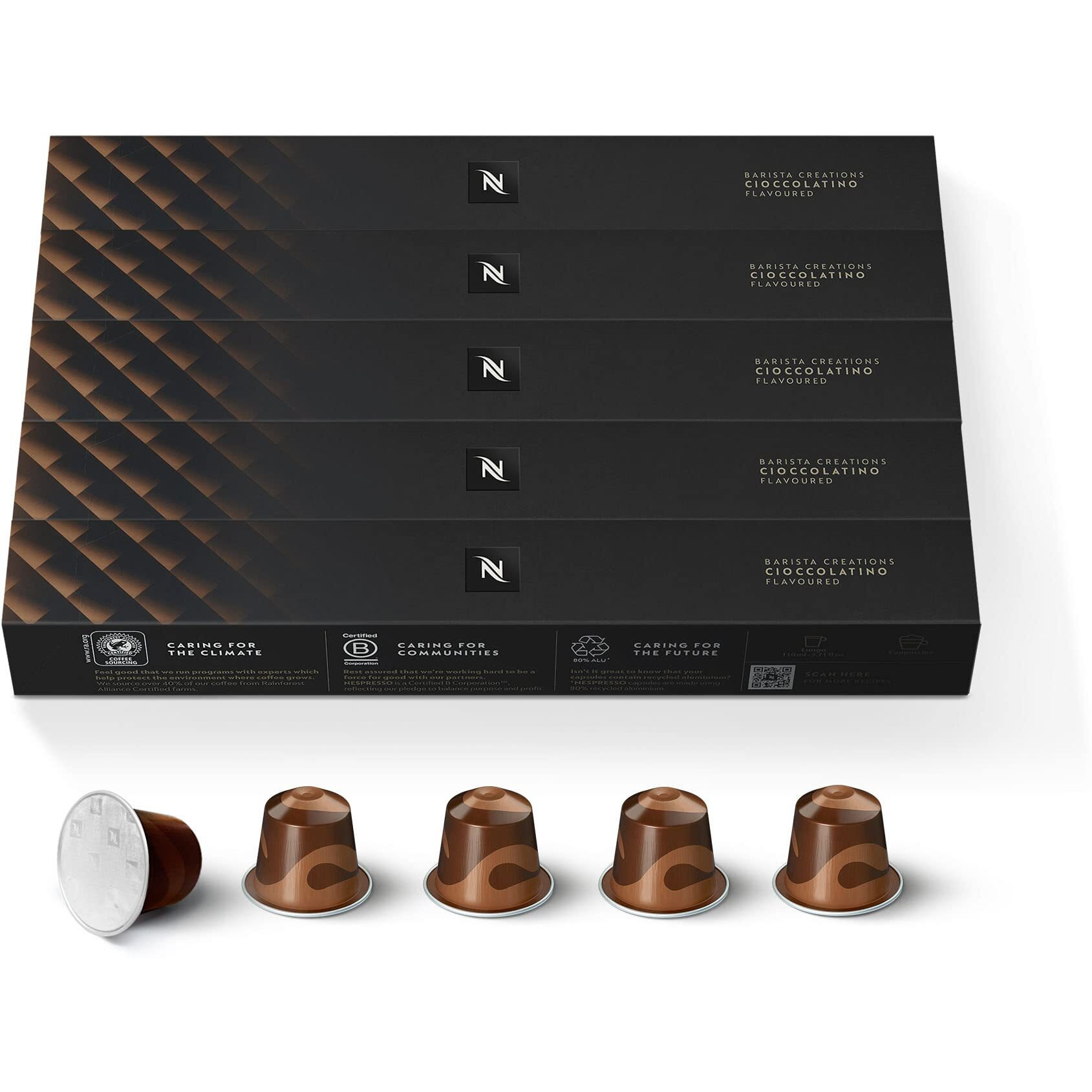 Nespresso Capsules Original Line, Cioccolato, Medium Roast Espresso Coffee, 50 Count Espresso Coffee Pods