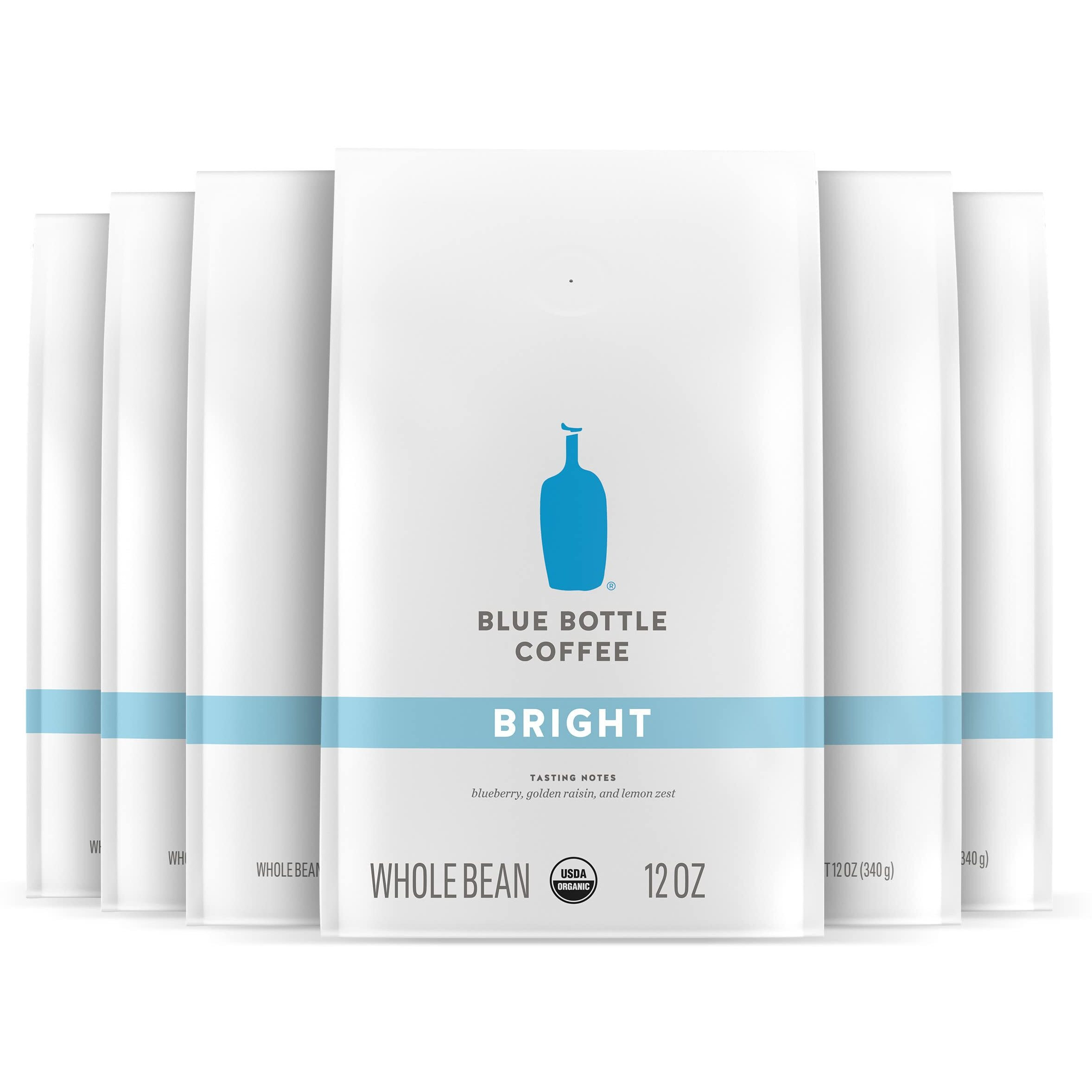 Blue Bottle Whole Bean Organic Coffee, Bright, Light Roast, 12 Ounce Bag (Pack Of 6)