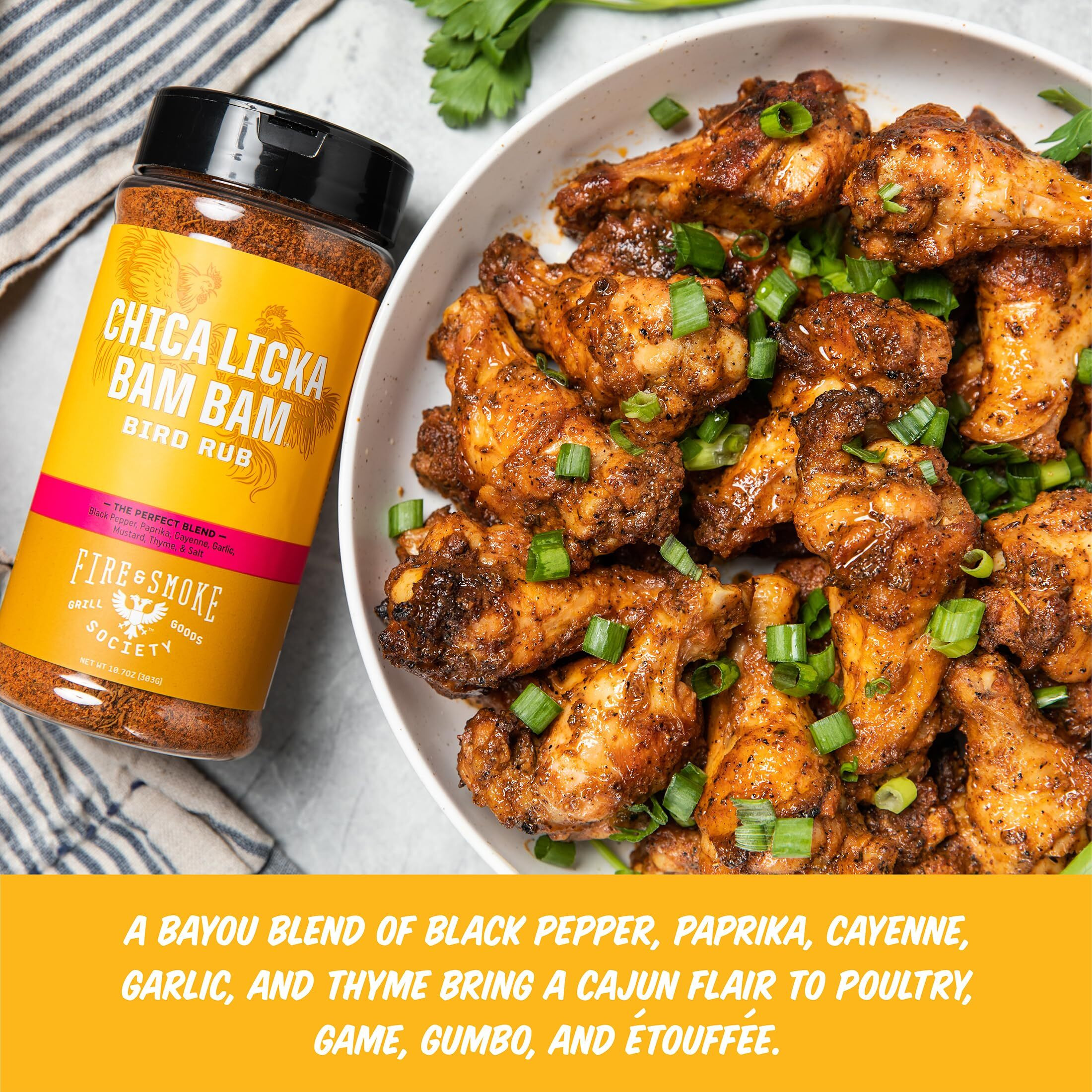 Fire & Smoke Society Chica Licka Bam Bam Chicken Seasoning | Bbq Seasonings And Rubs For Smoking And Grilling | Chicken Wings, Grilled Chicken, Poultry Seasoning | Black Pepper, Paprika, Garlic | Xl (2-Pack)