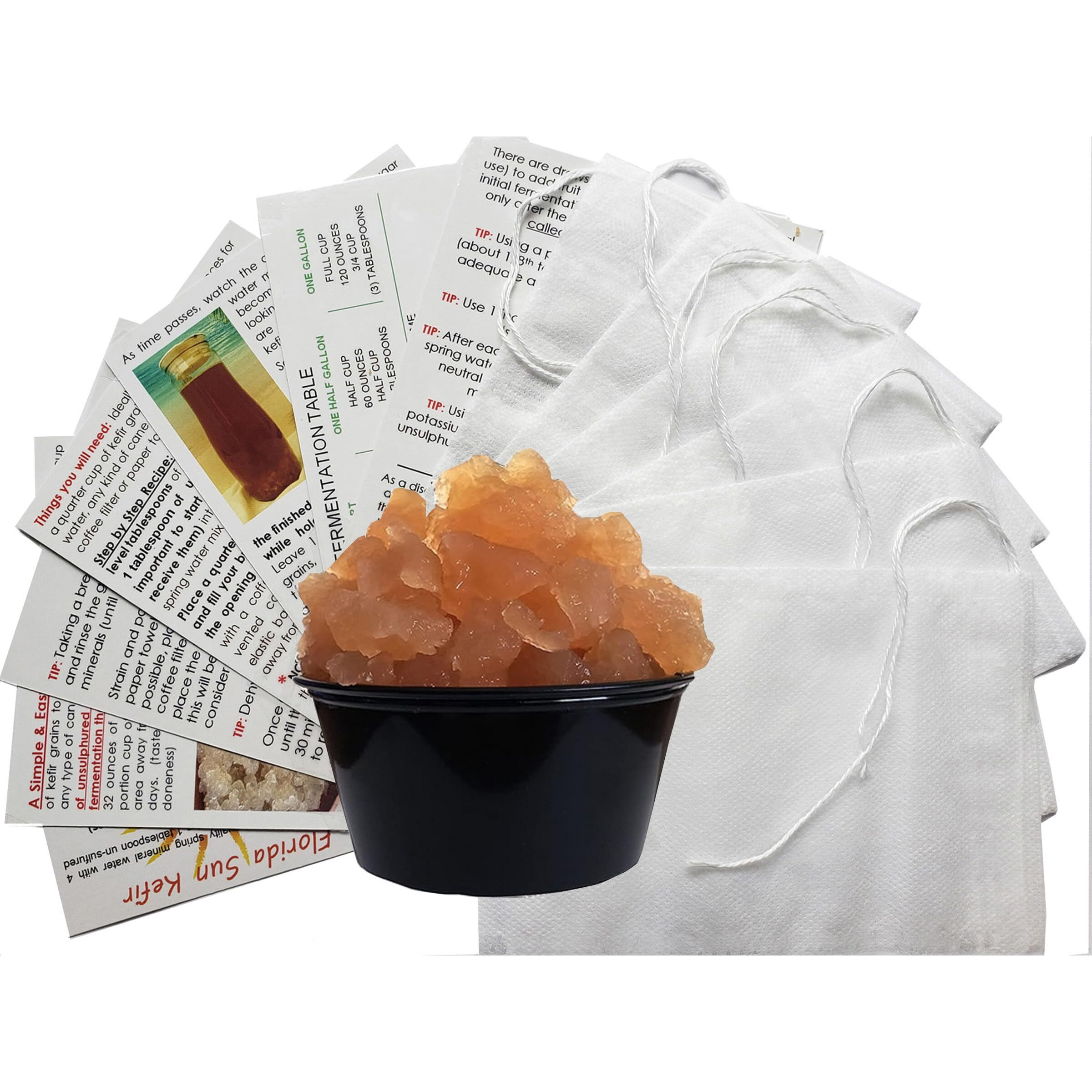 One Large Portion Cup Live Florida Sun Kefir Large Water Kefir Grains (Tibicos) Natural Probiotics