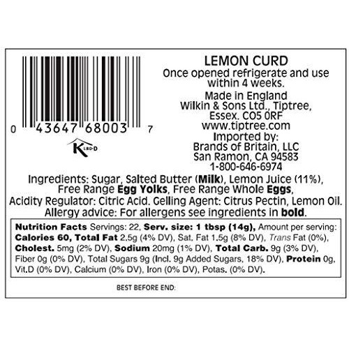 Tiptree Lemon Curd, 11 Ounce Jars (Pack Of 3)