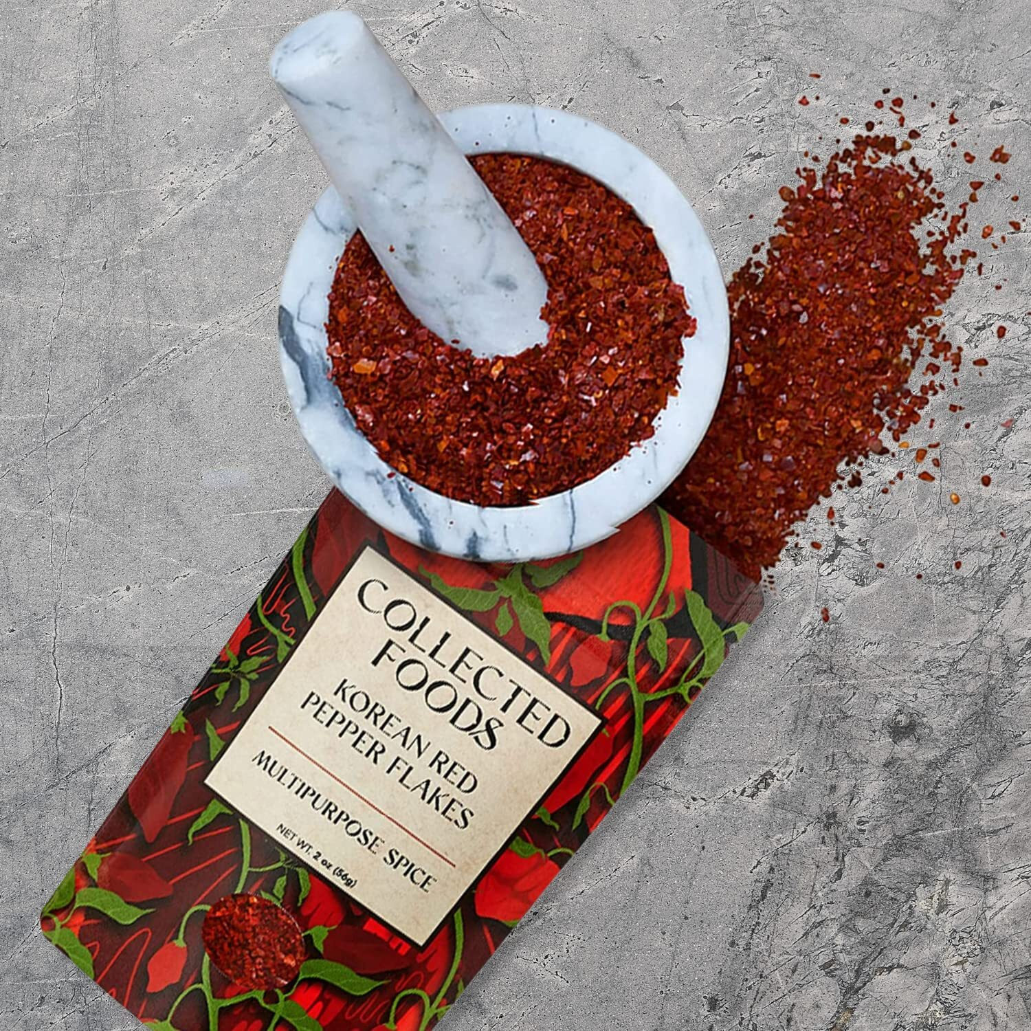 Premium Gochugaru Korean Red Pepper Flakes From Sun-Dried Gochugaru Korean Pepper - 2 Oz