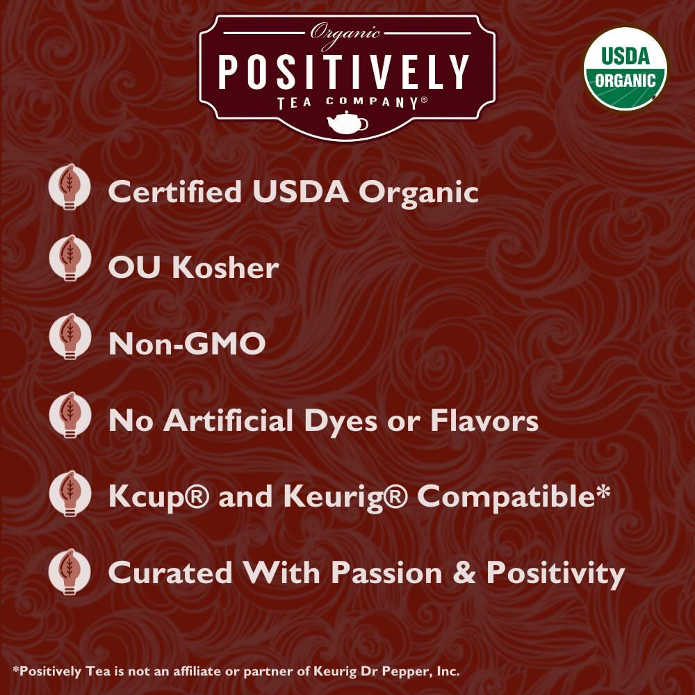 Organic Positively Tea Company, Blood Orange Vanilla Rooibos Tea, K-Cup Compatible, 24 Pods